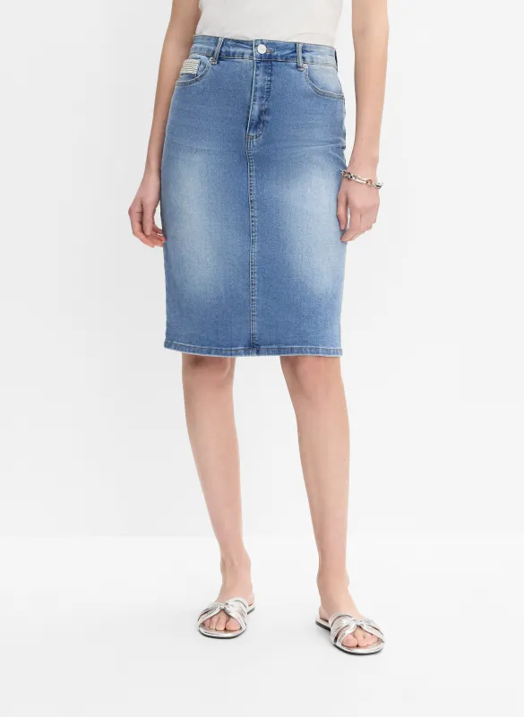 Embellished Denim Pencil Skirt sold by Melanie Lyne