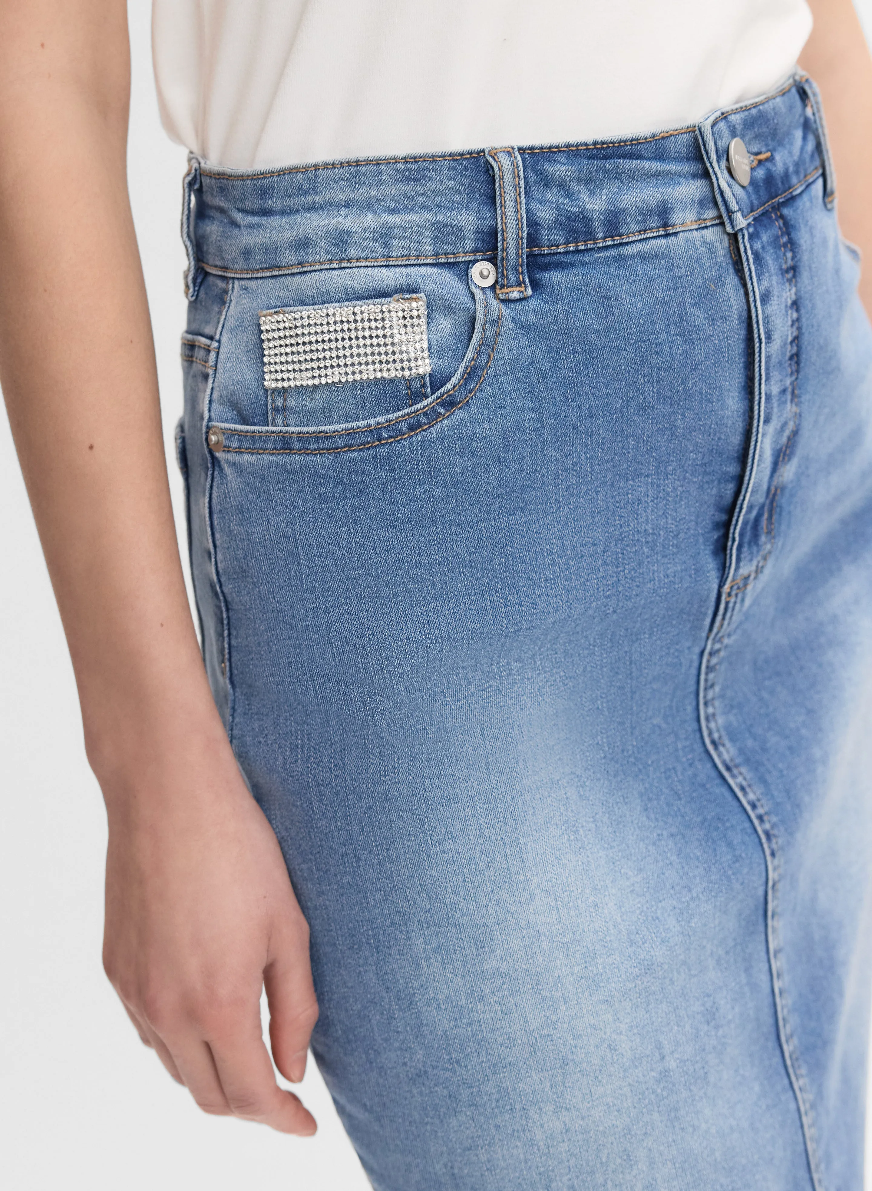 Embellished Denim Pencil Skirt sold by Melanie Lyne product image thumbnail 5