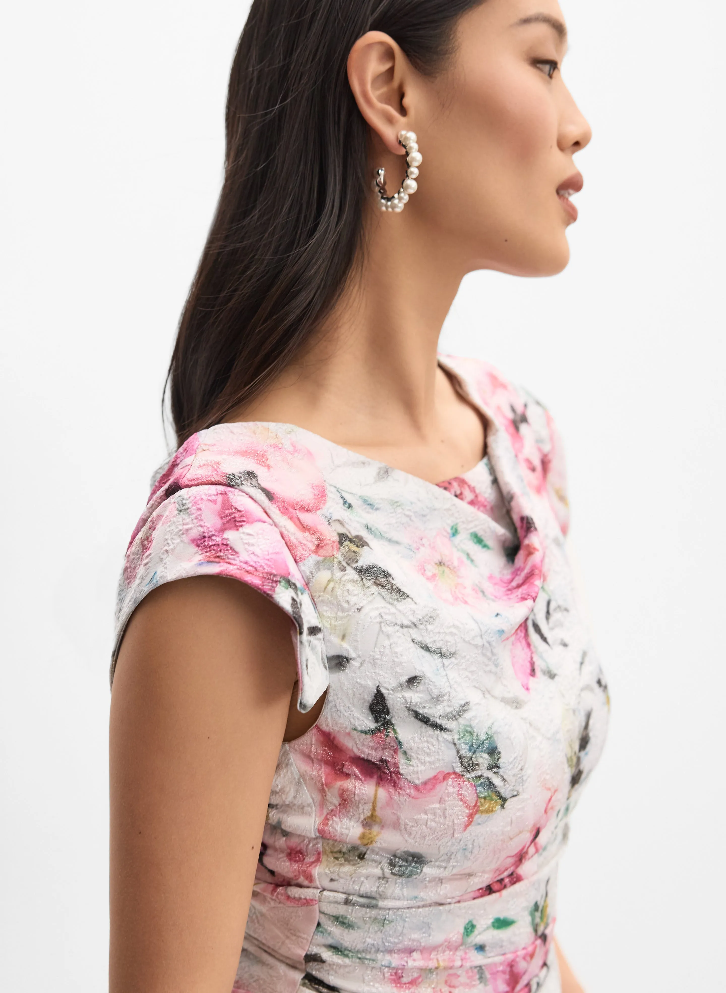 Adrianna Papell - Metallic Floral Print Dress sold by Melanie Lyne product image thumbnail 3