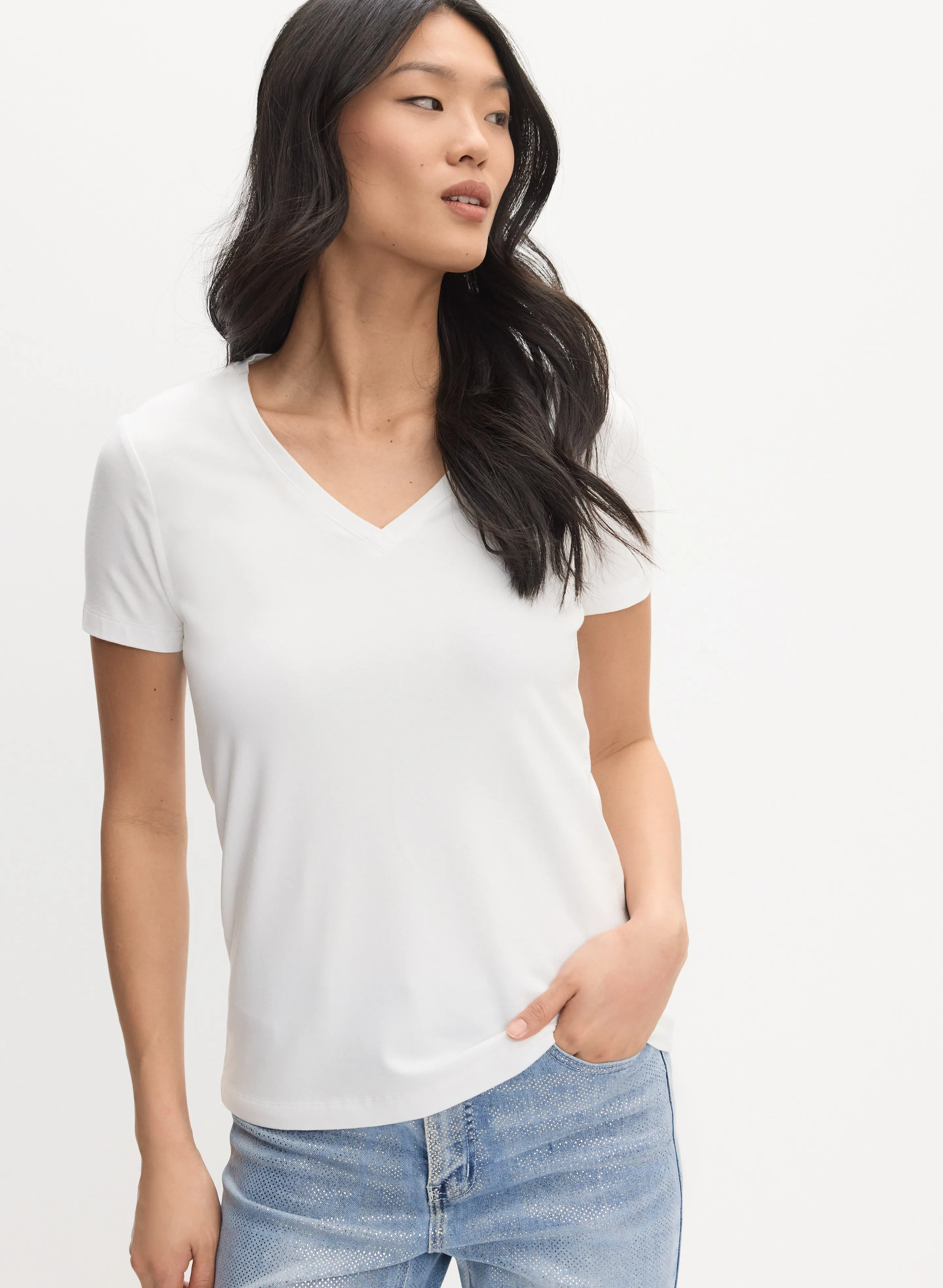 V-Neck Cotton T-Shirt sold by Melanie Lyne product image thumbnail 4
