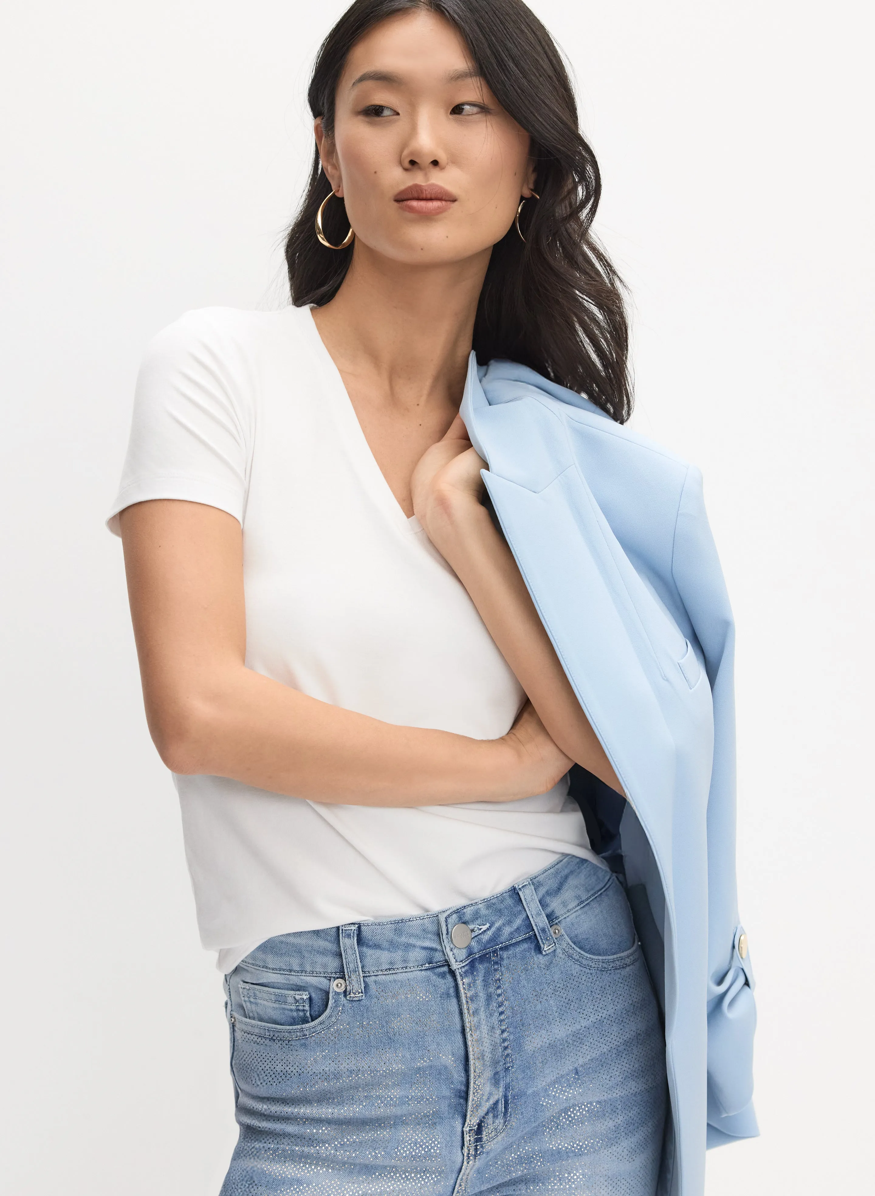 V-Neck Cotton T-Shirt sold by Melanie Lyne