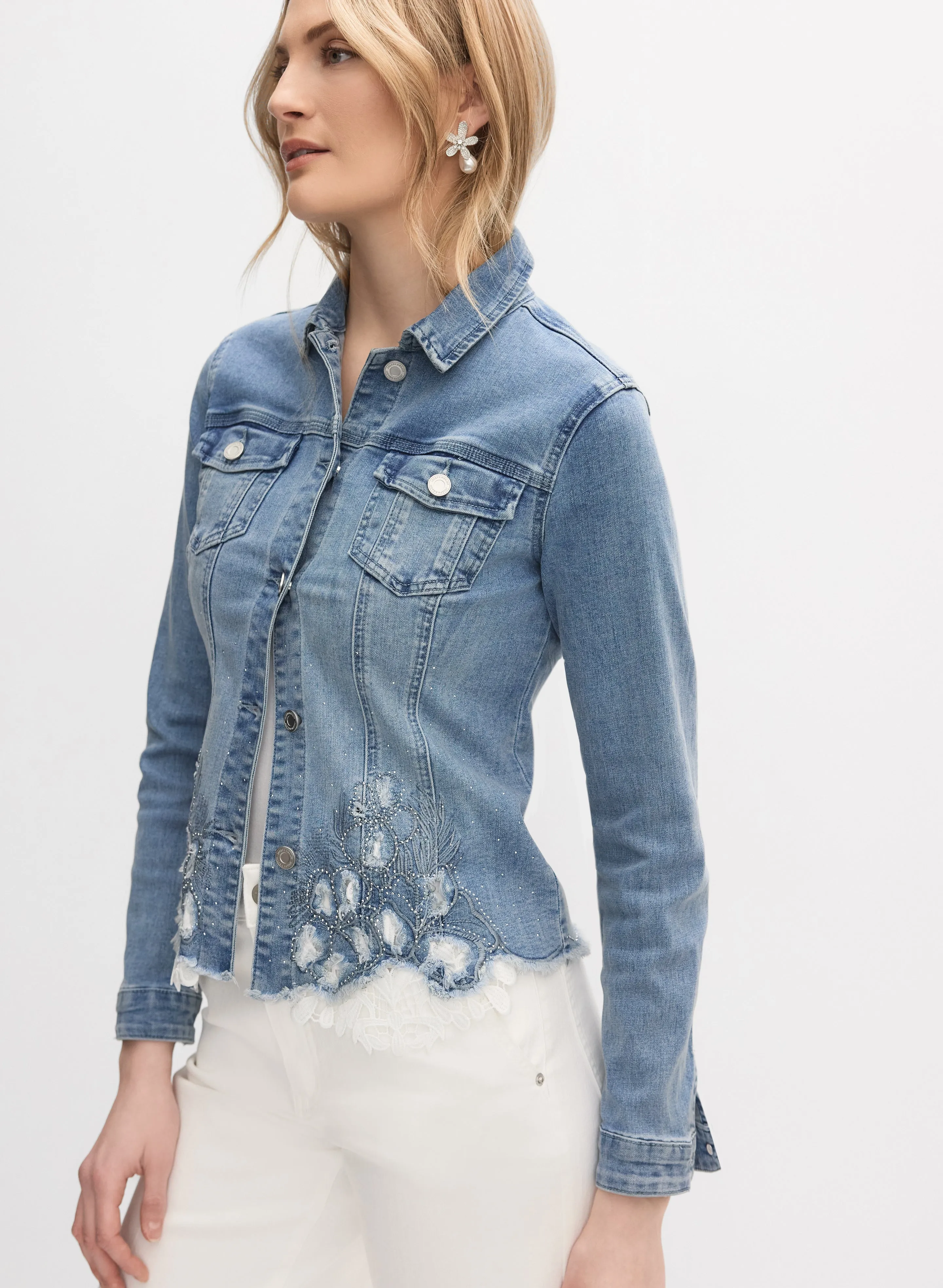 Joseph Ribkoff - Lace Insert Denim Jacket sold by Melanie Lyne product image thumbnail 4