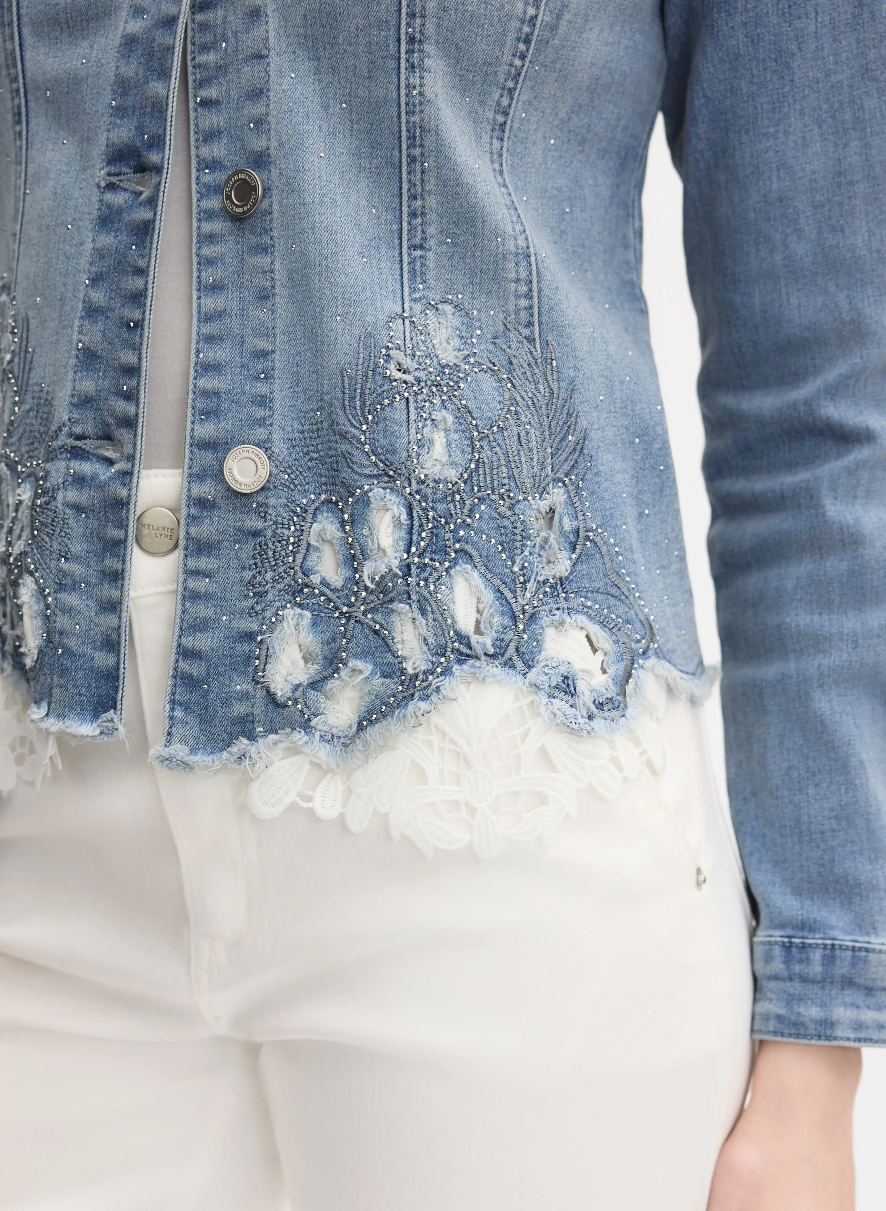 Joseph Ribkoff - Lace Insert Denim Jacket sold by Melanie Lyne product image thumbnail 2