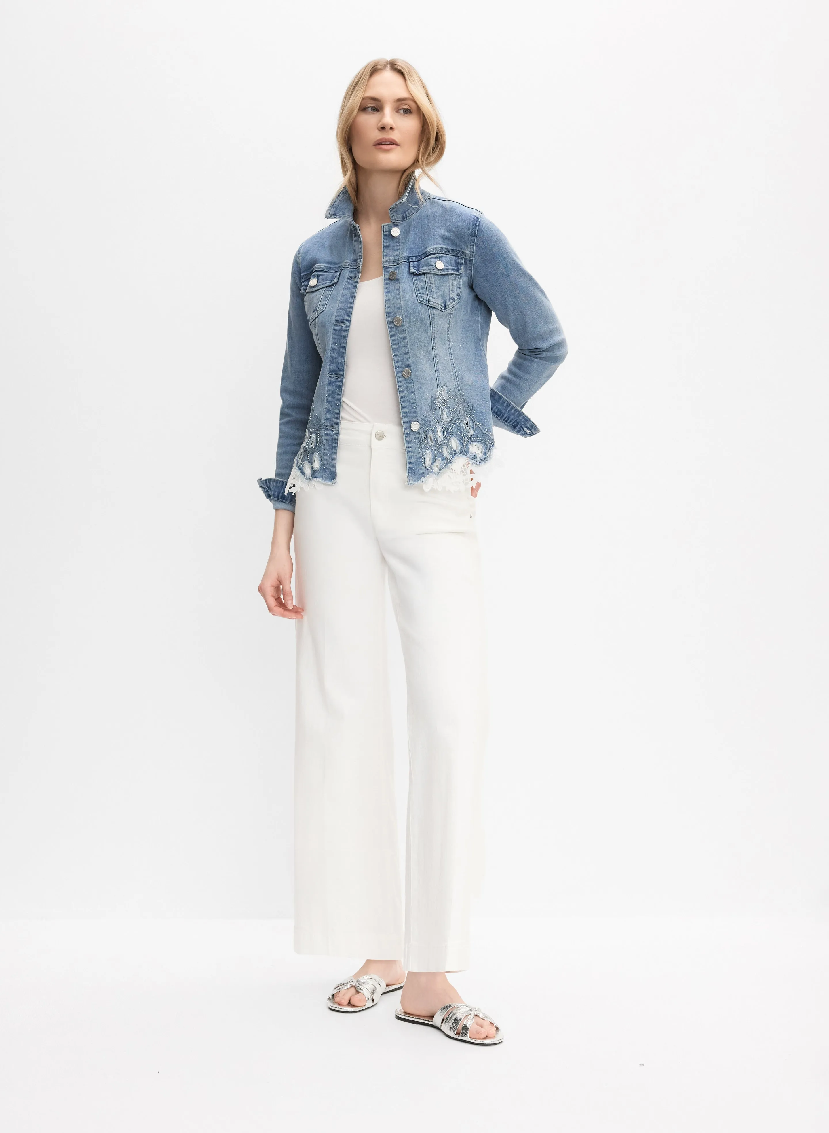 Joseph Ribkoff - Lace Insert Denim Jacket sold by Melanie Lyne product image thumbnail 3