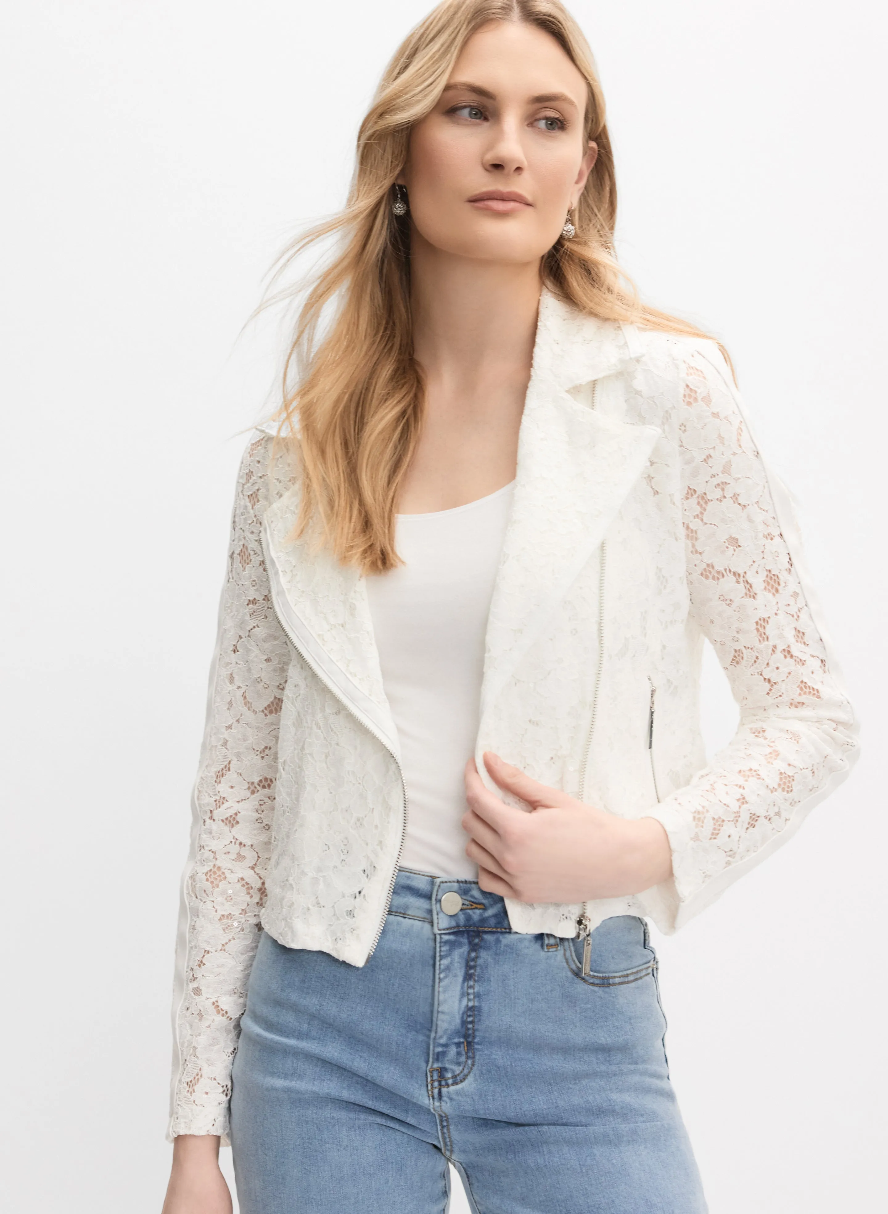 Joseph Ribkoff - Lace Zip-Up Jacket sold by Melanie Lyne