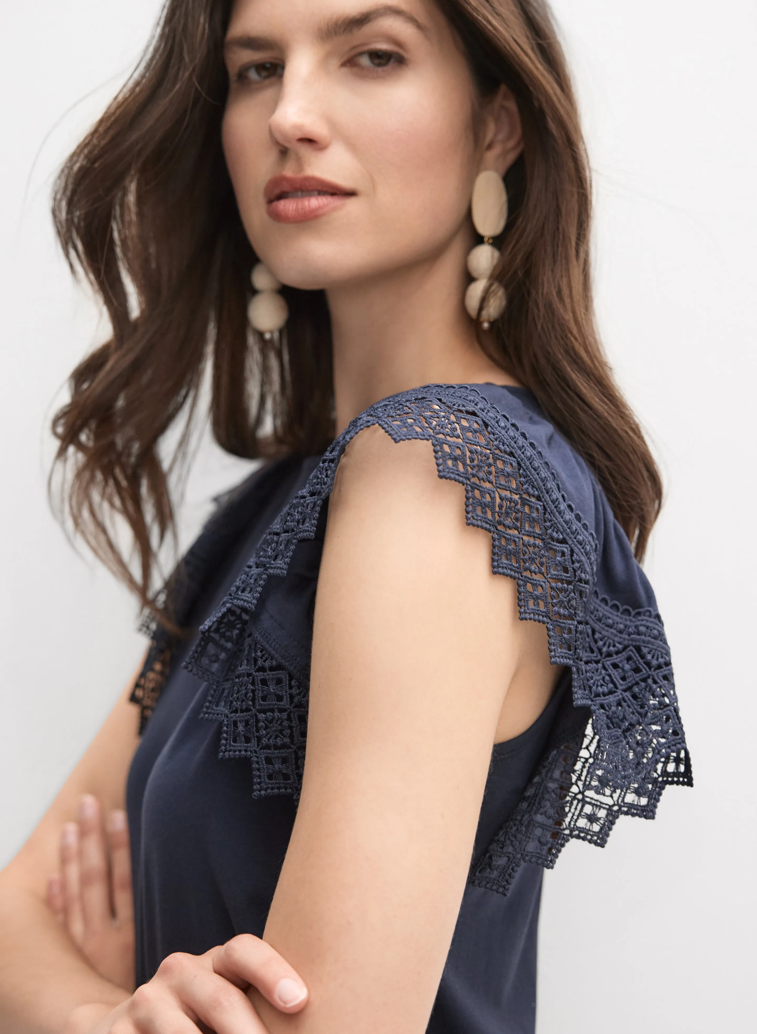 Crochet Flutter Sleeve Top sold by Melanie Lyne product image thumbnail 2