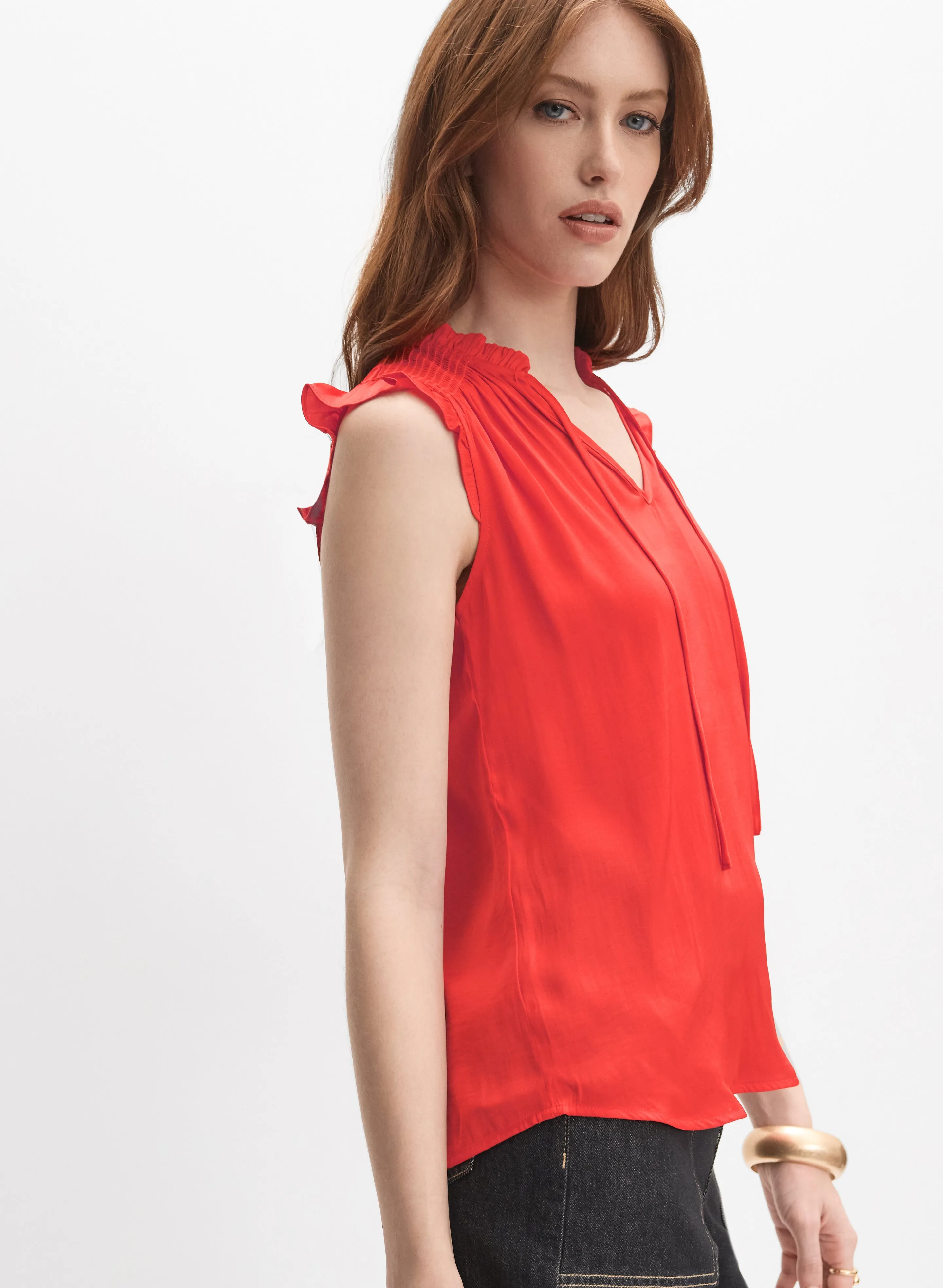 Satin Ruffle Shoulder Blouse sold by Melanie Lyne product image thumbnail 4
