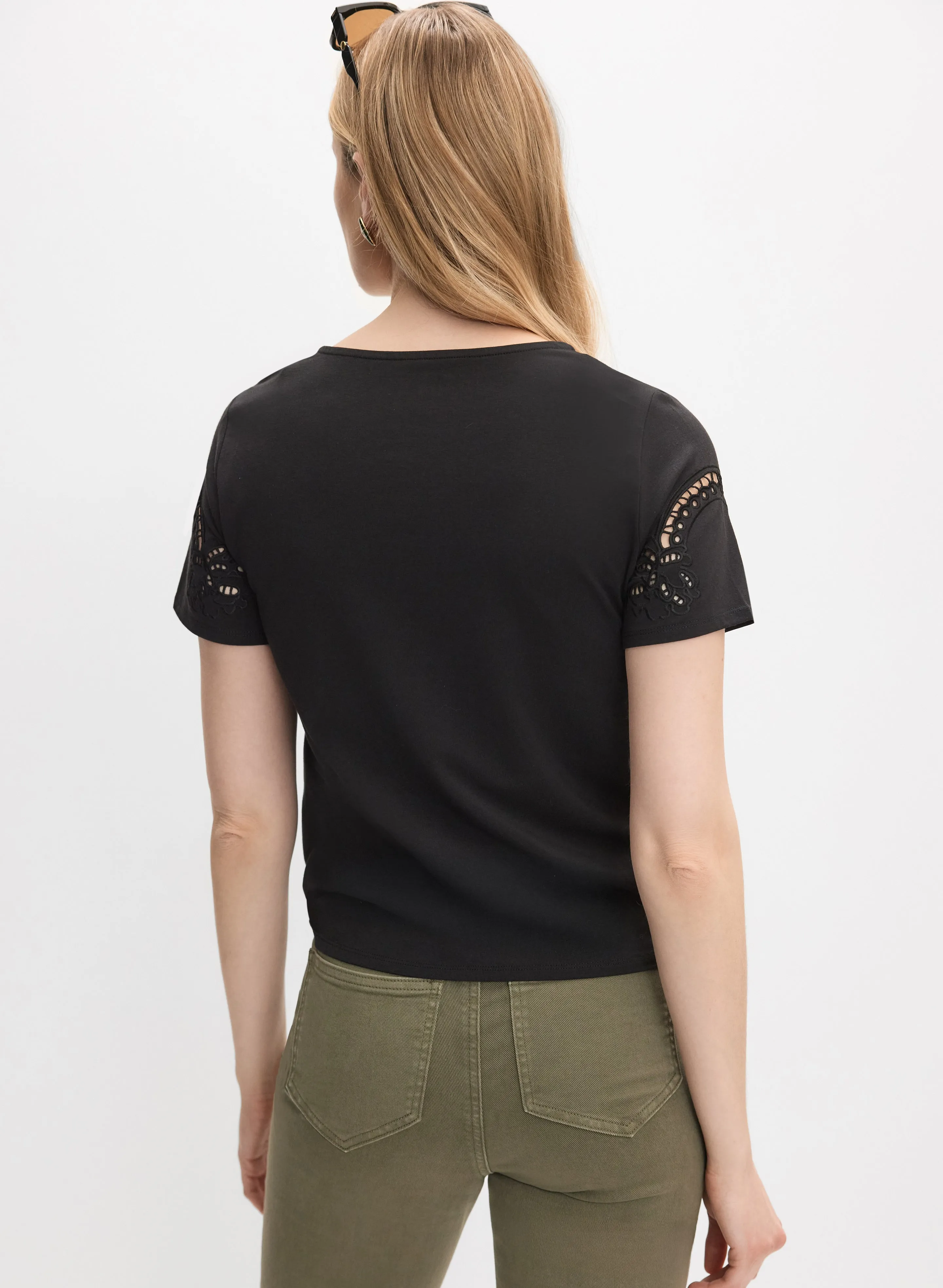 Cut-Out Embroidered T-Shirt sold by Melanie Lyne product image thumbnail 5
