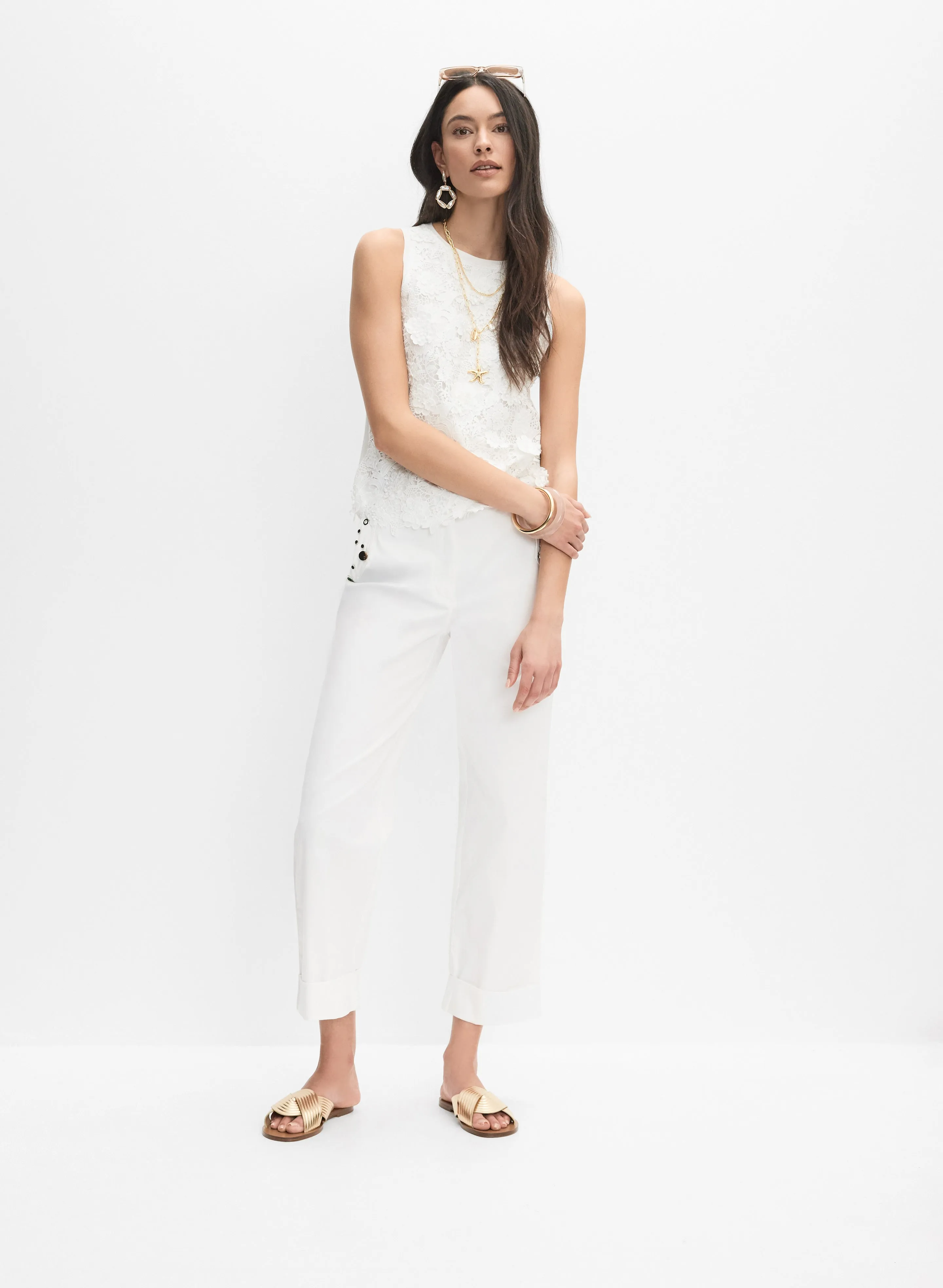 Grommet Embellished Straight-Leg Pants sold by Melanie Lyne product image thumbnail 3