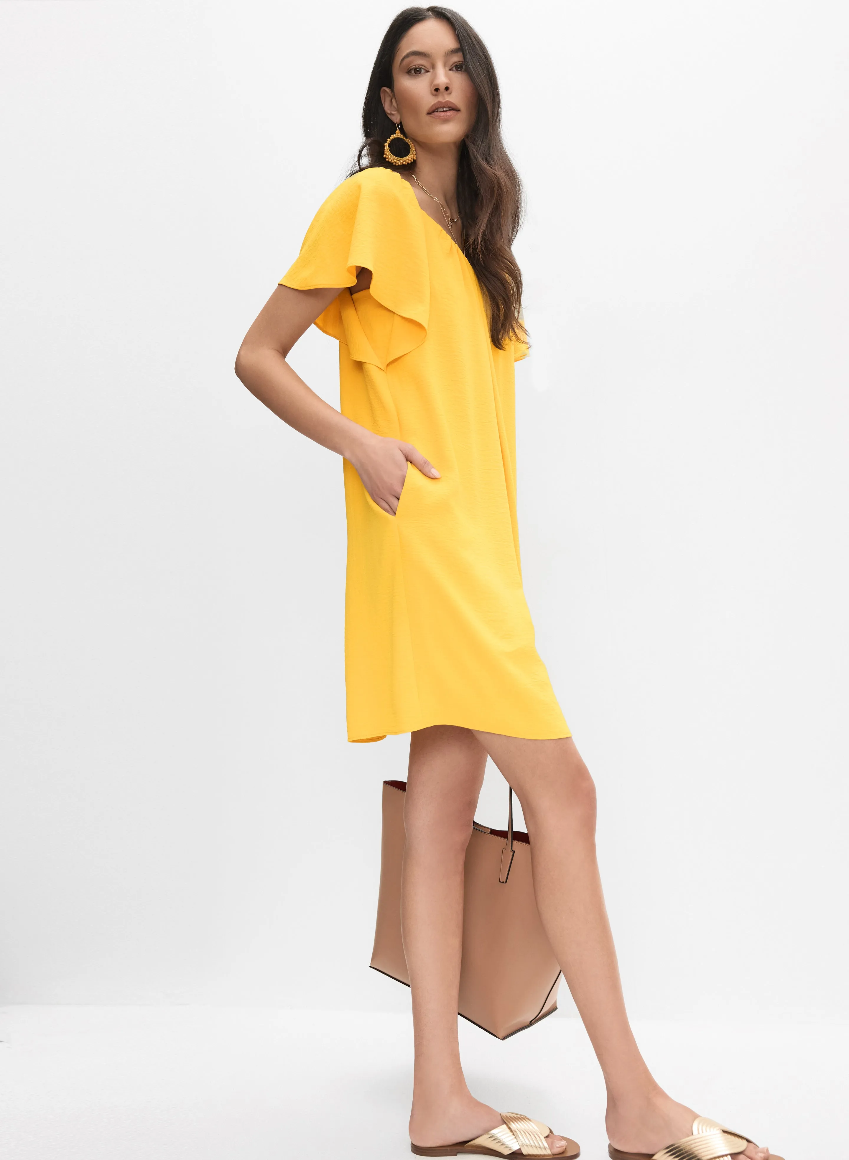 Crinkled V-Neck Dress sold by Melanie Lyne product image thumbnail 2