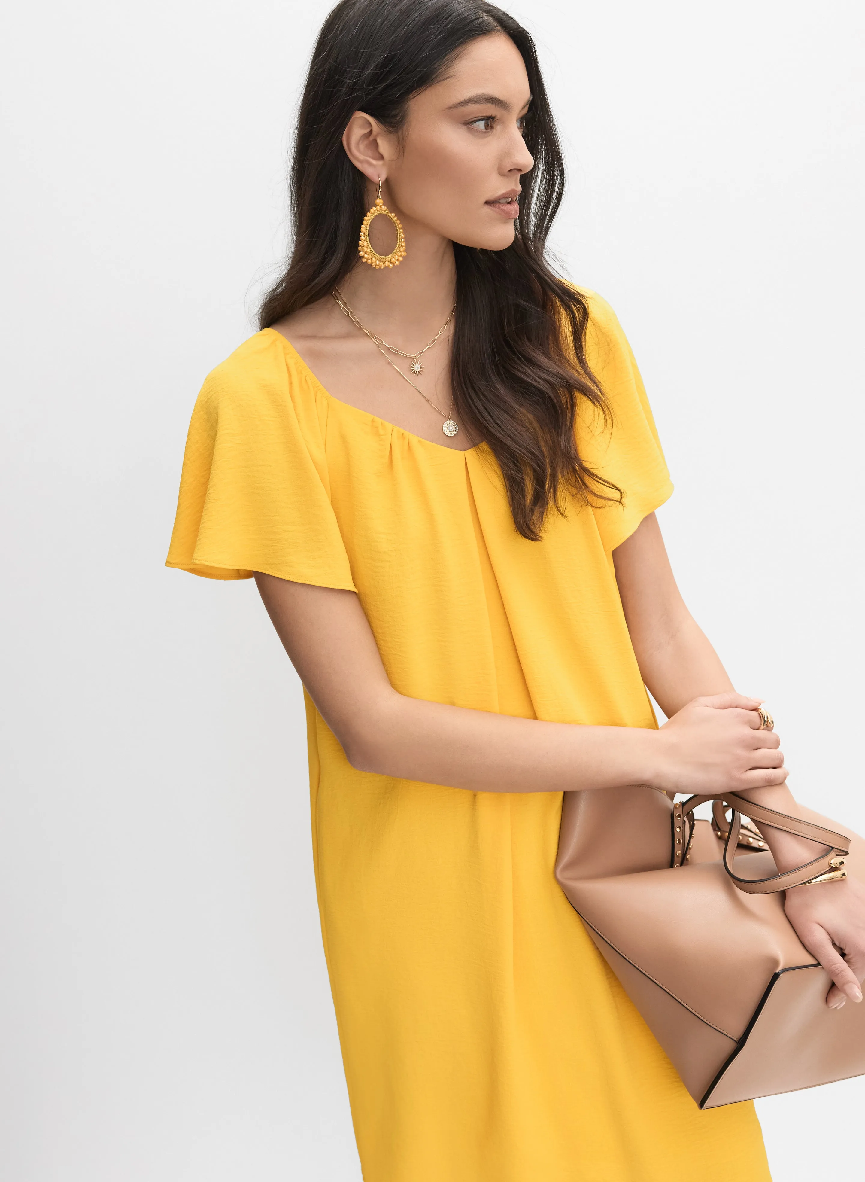 Crinkled V-Neck Dress sold by Melanie Lyne product image thumbnail 4