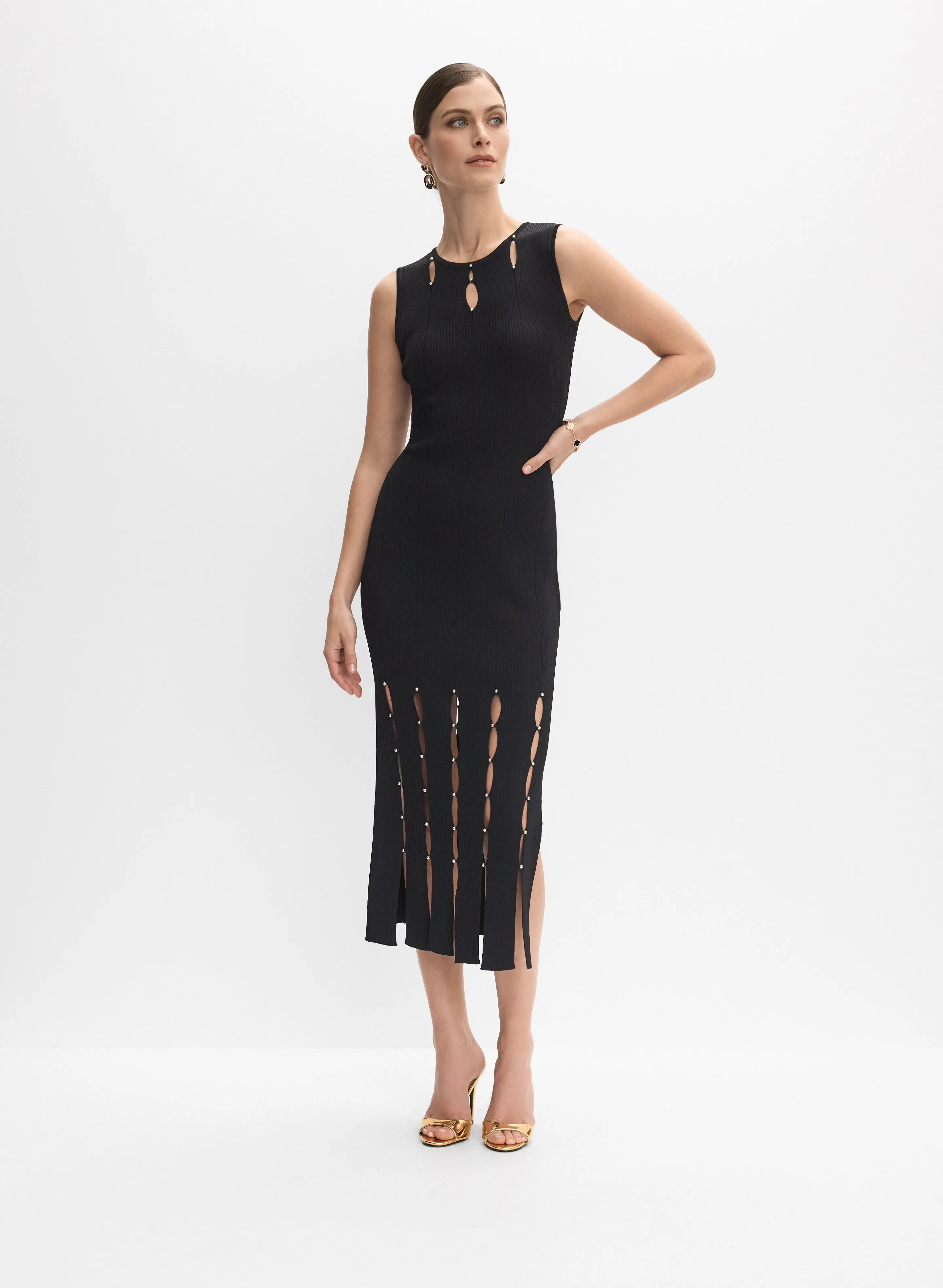 Joseph Ribkoff - Beaded Ribbed Knit Dress sold by Melanie Lyne