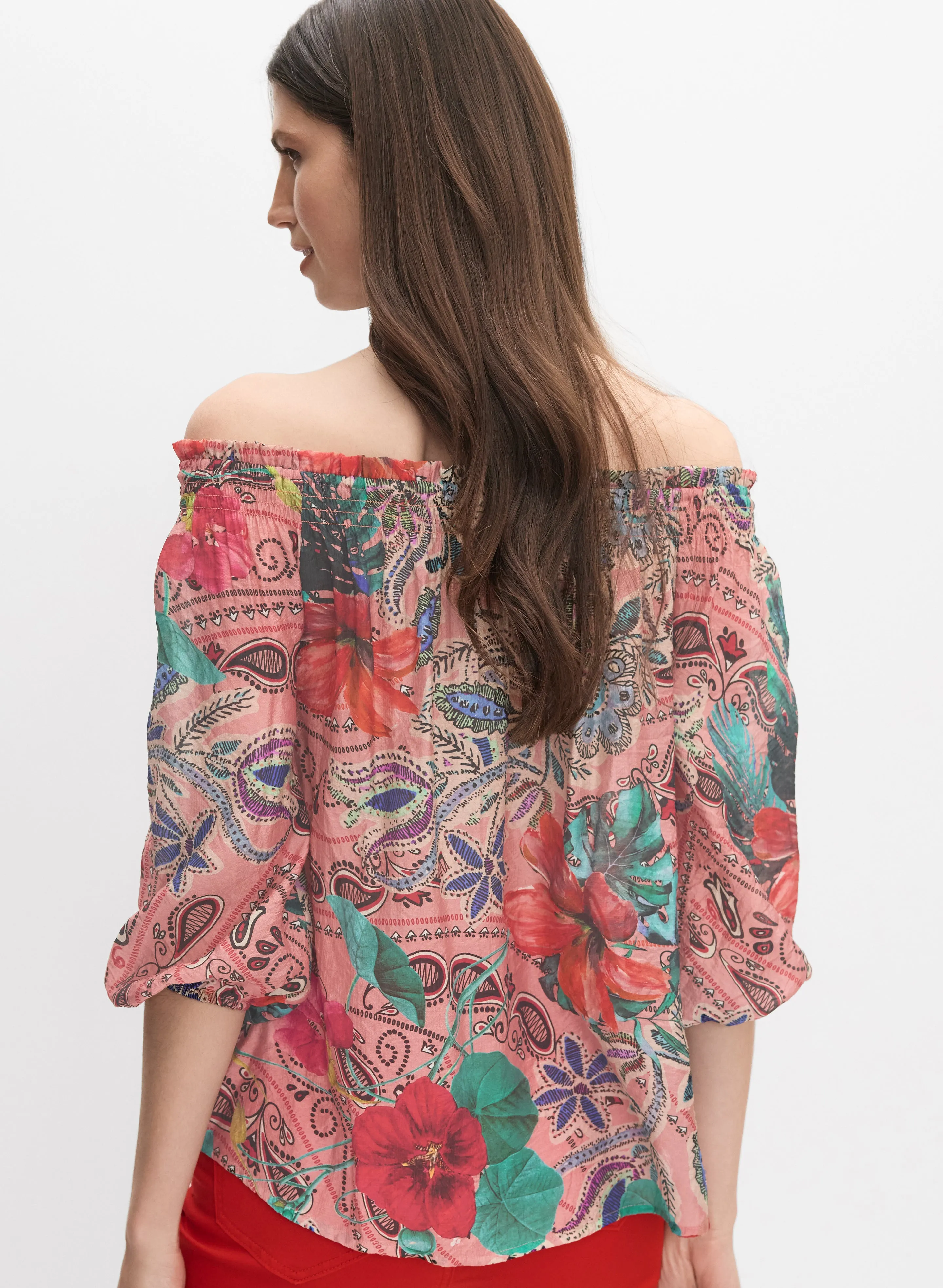 Mixed Print Off-Shoulder Blouse sold by Melanie Lyne product image thumbnail 4