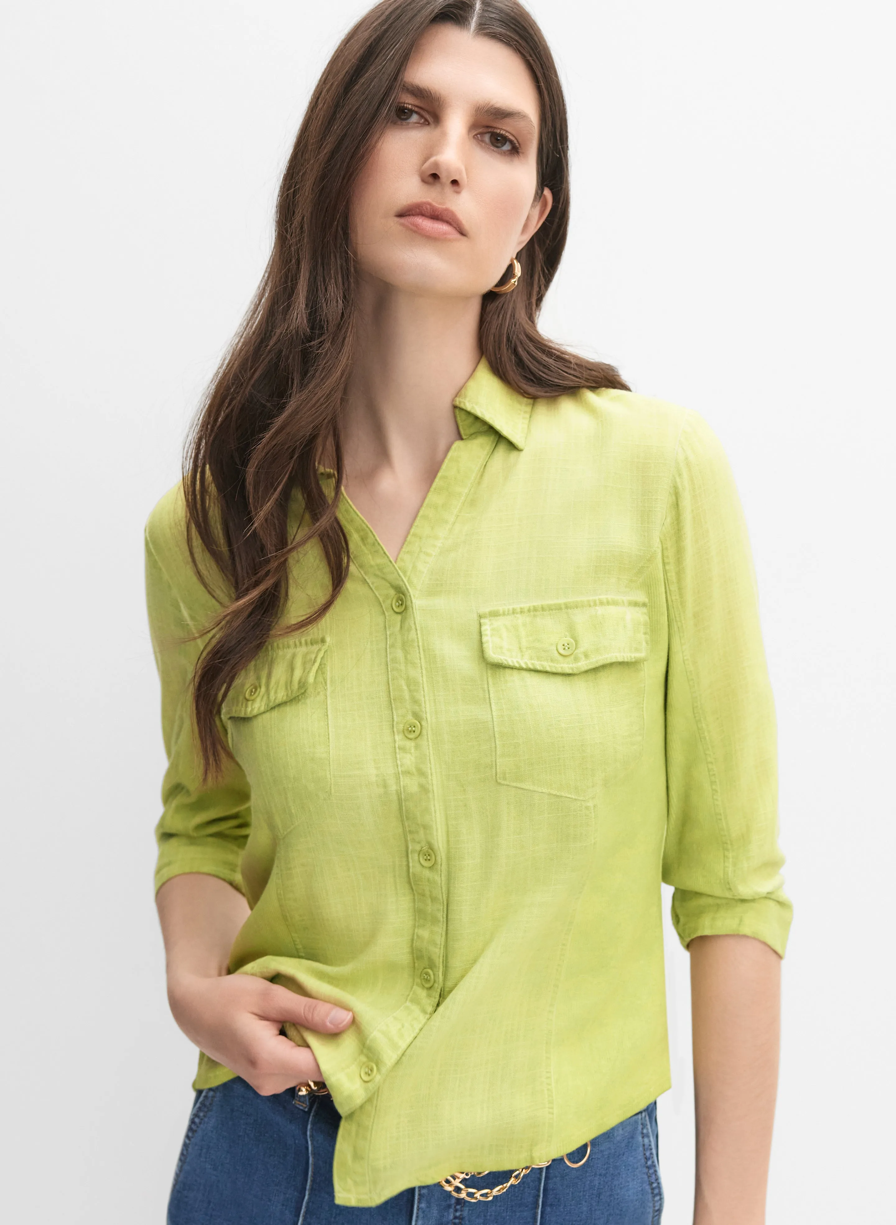 Linen-Blend Crosshatch Detail Blouse sold by Melanie Lyne product image thumbnail 5