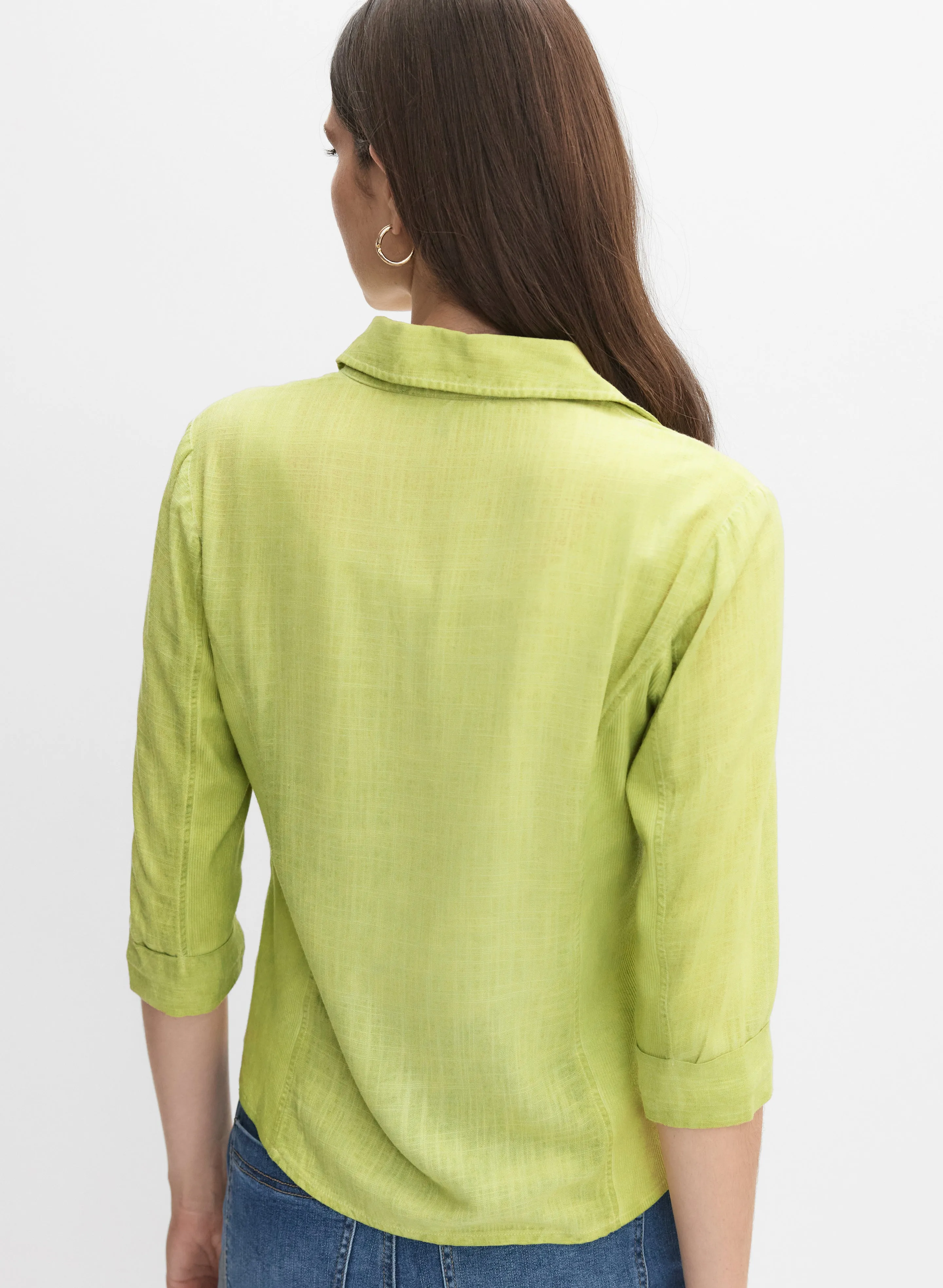 Linen-Blend Crosshatch Detail Blouse sold by Melanie Lyne product image thumbnail 4