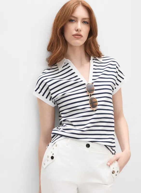 Striped Polo-Neck T-Shirt sold by Melanie Lyne