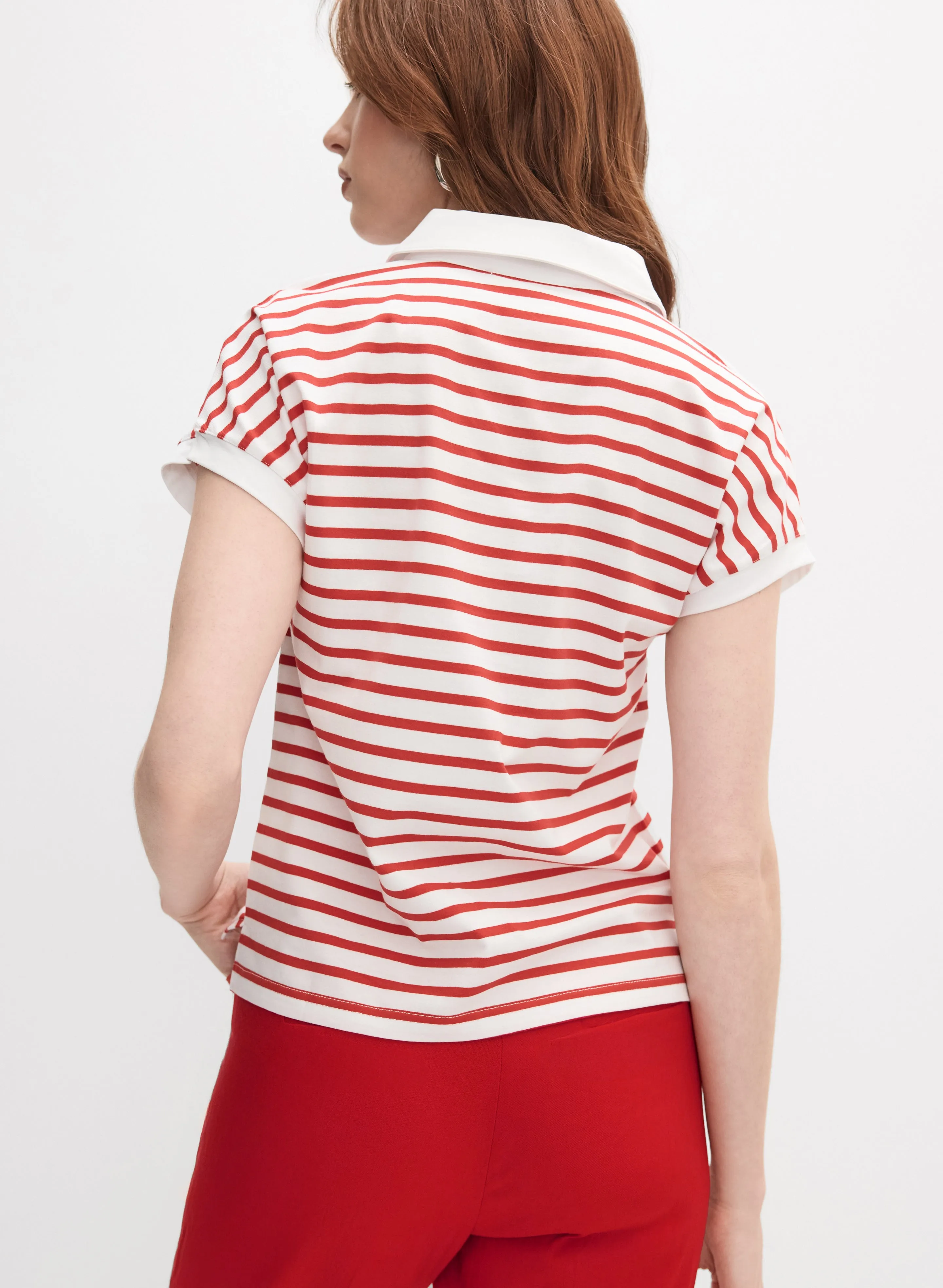 Striped Polo-Neck T-Shirt sold by Melanie Lyne product image thumbnail 5