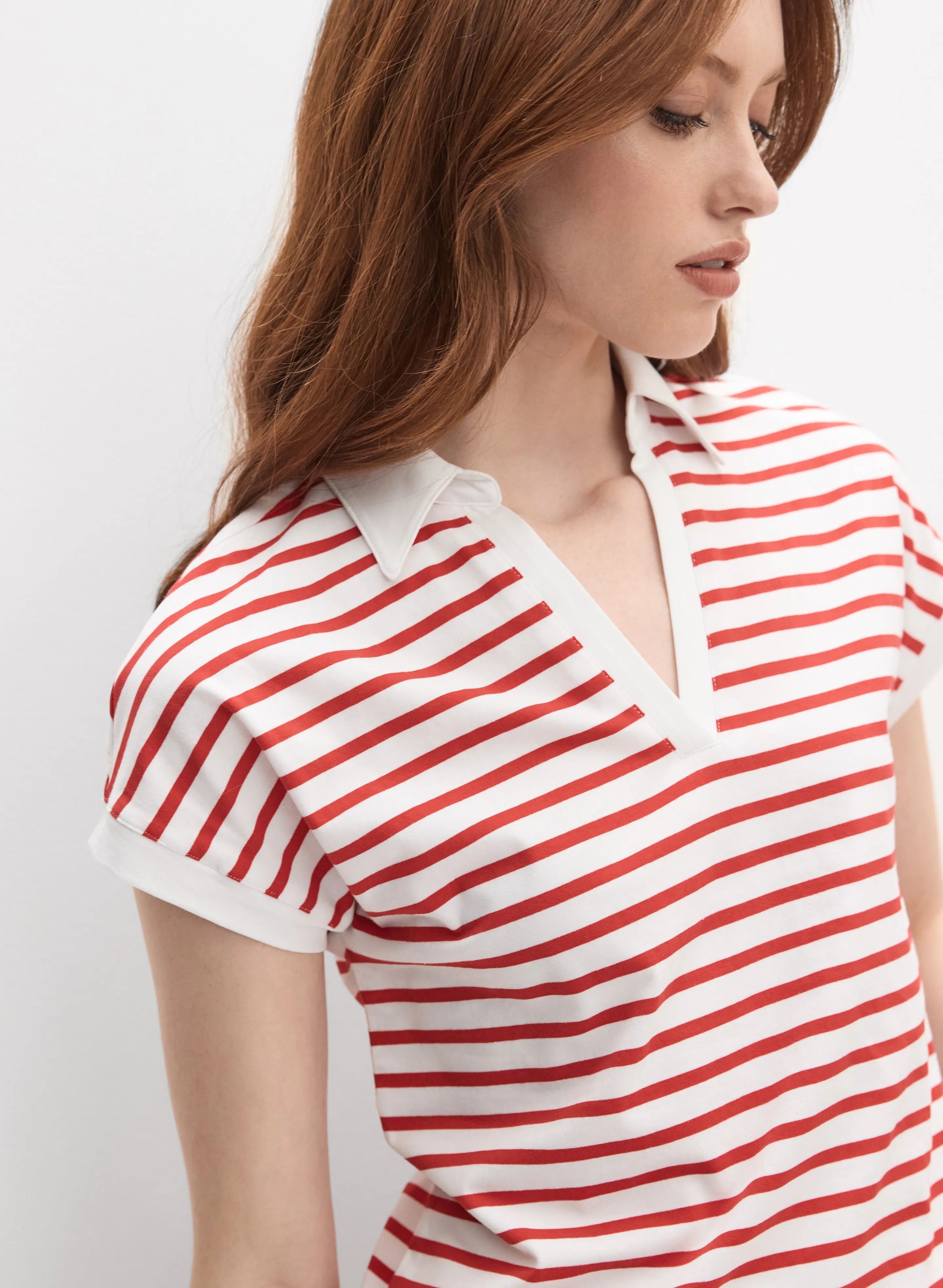 Striped Polo-Neck T-Shirt sold by Melanie Lyne product image thumbnail 2