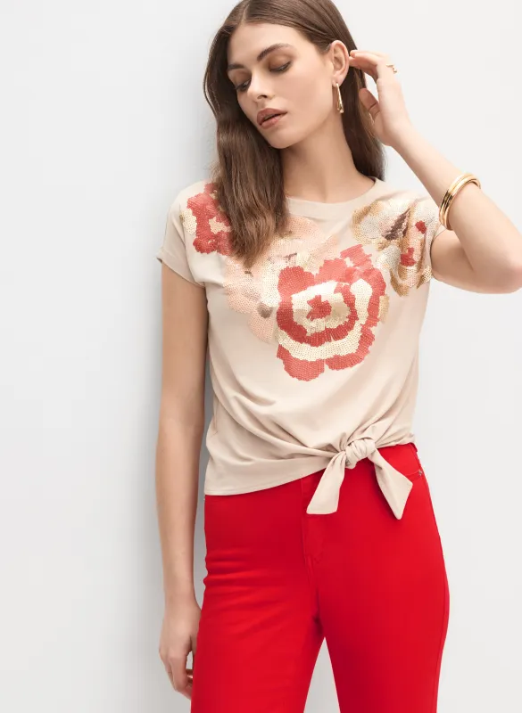 Sequined Floral T-Shirt sold by Melanie Lyne