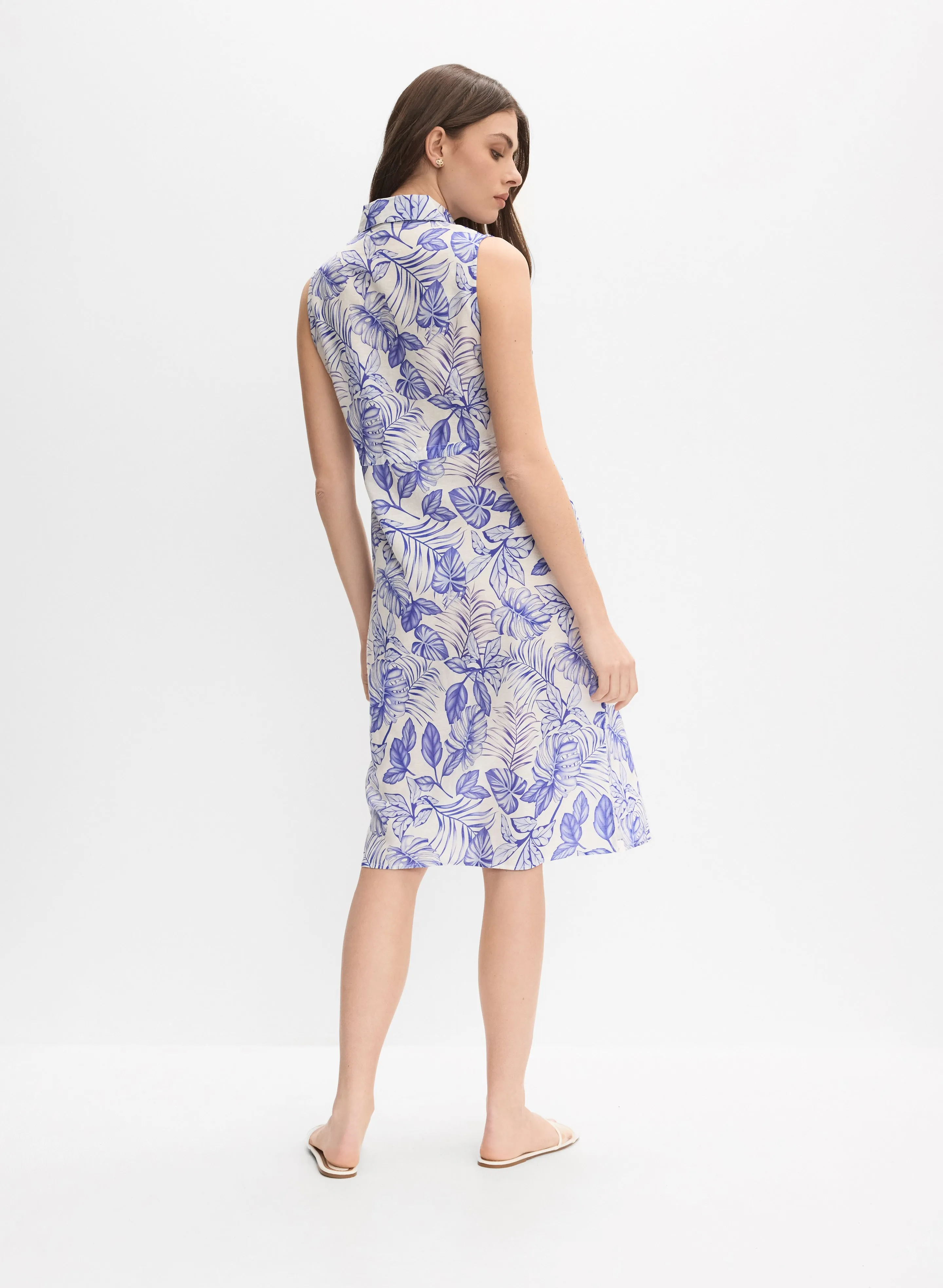 Leaf Print Linen Dress sold by Melanie Lyne product image thumbnail 4