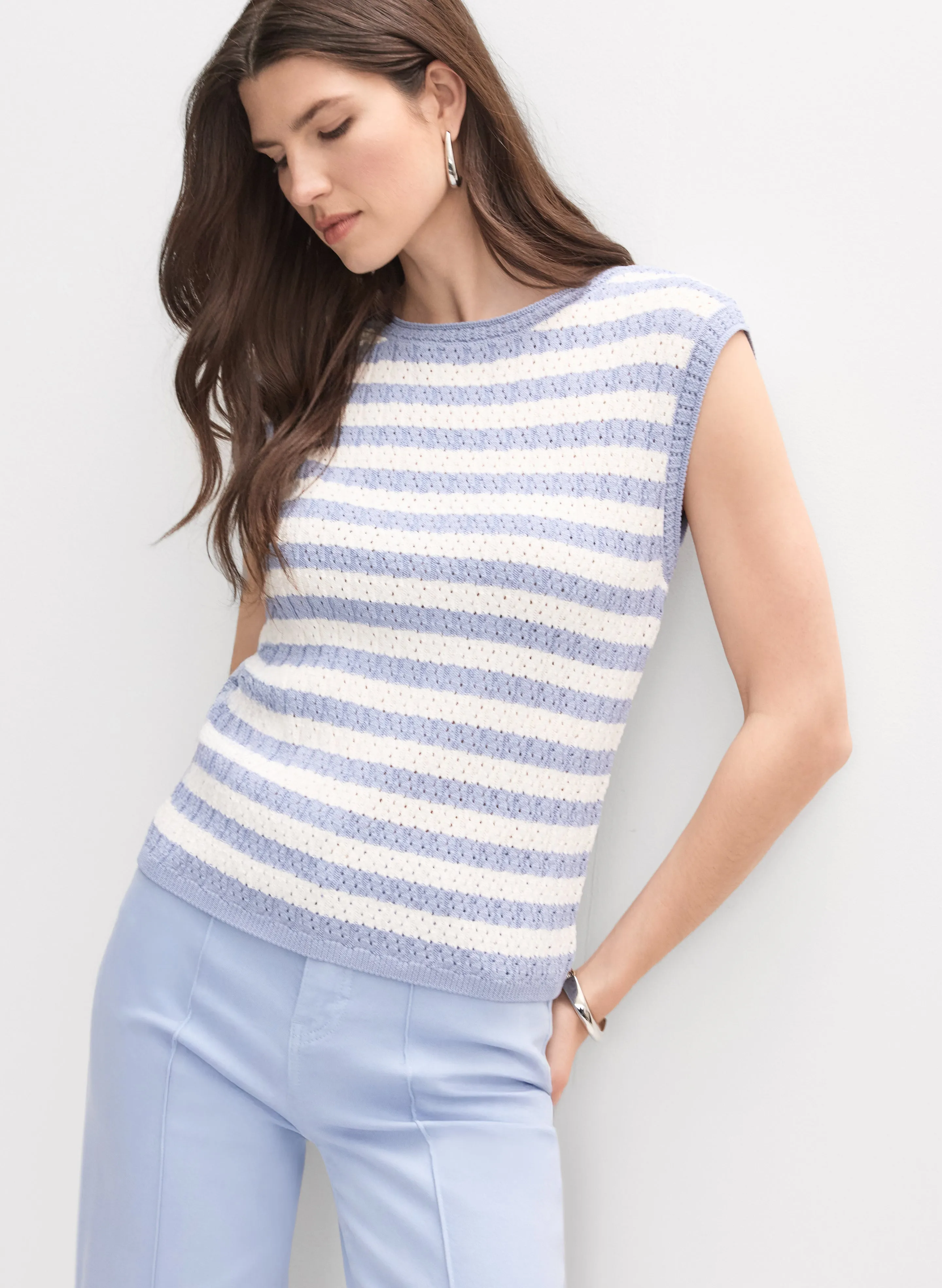 Striped Pointelle Pullover sold by Melanie Lyne product image thumbnail 5