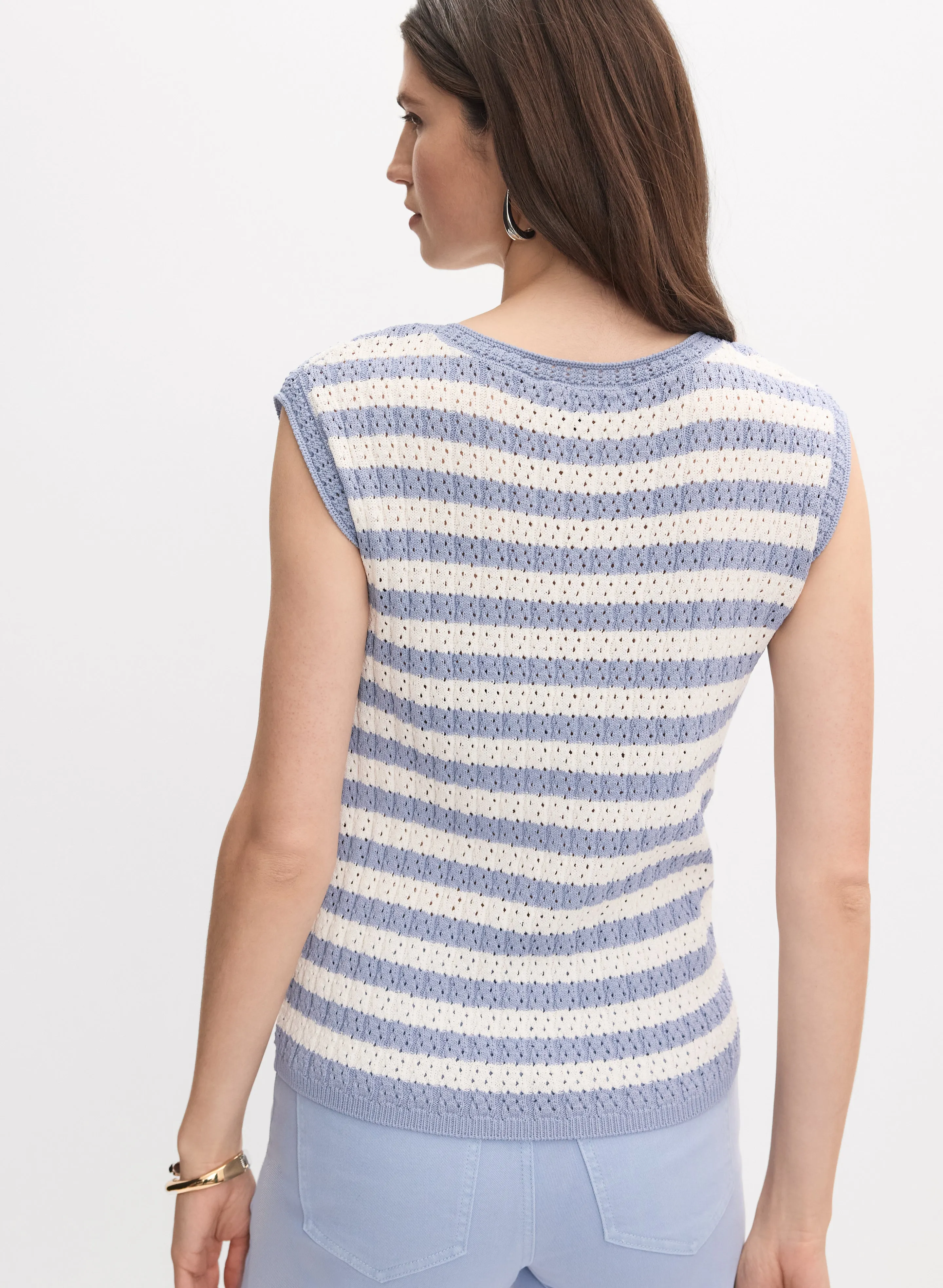 Striped Pointelle Pullover sold by Melanie Lyne product image thumbnail 4