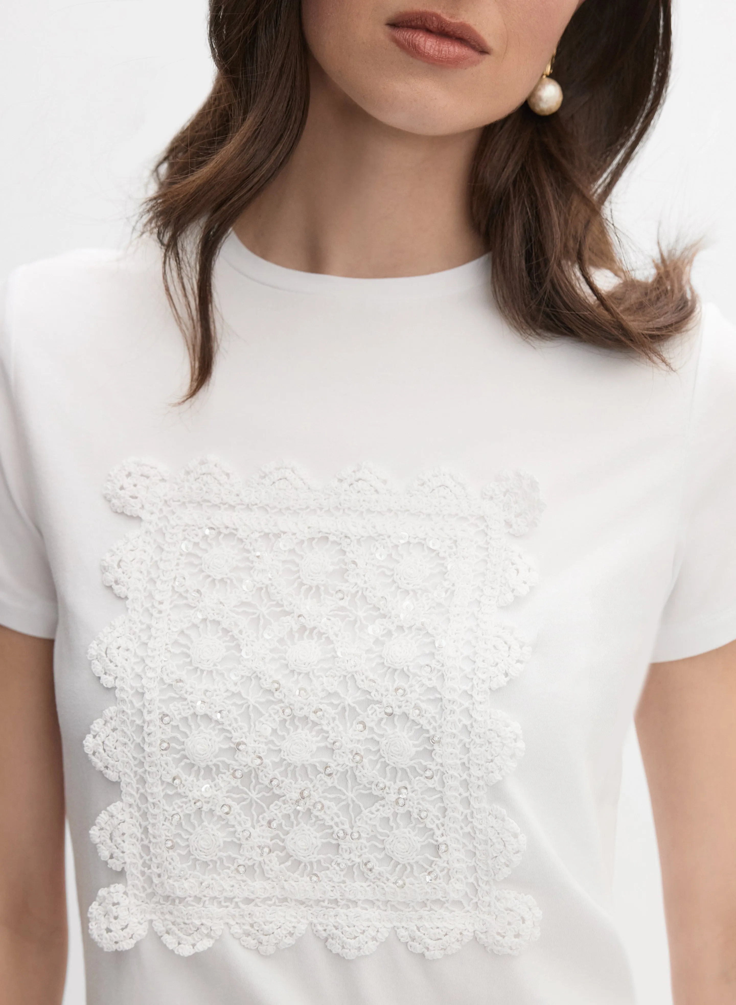 Cotton Crochet Applique T-Shirt sold by Melanie Lyne product image thumbnail 2