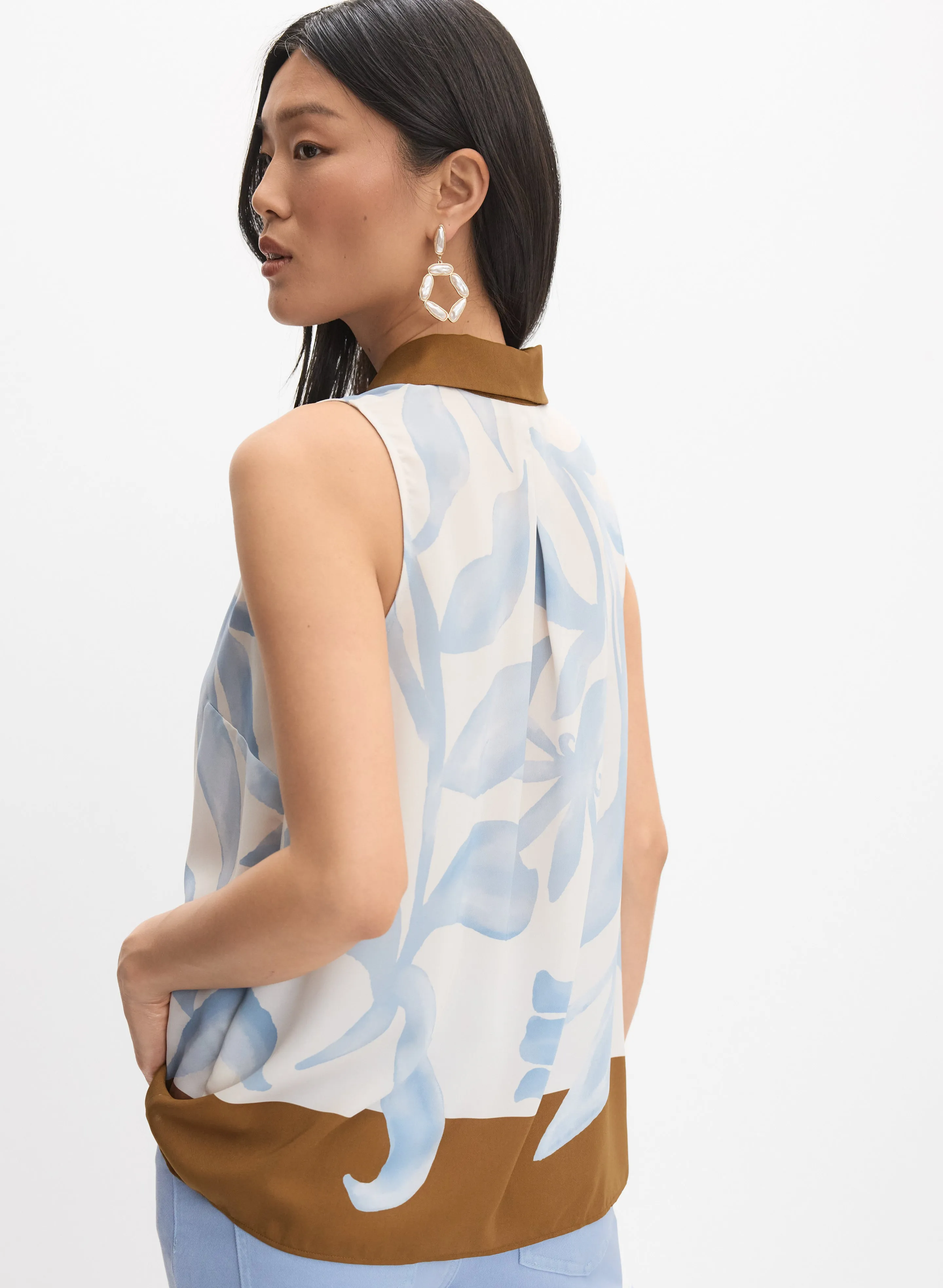 Palm Print Colour Block Blouse sold by Melanie Lyne product image thumbnail 4