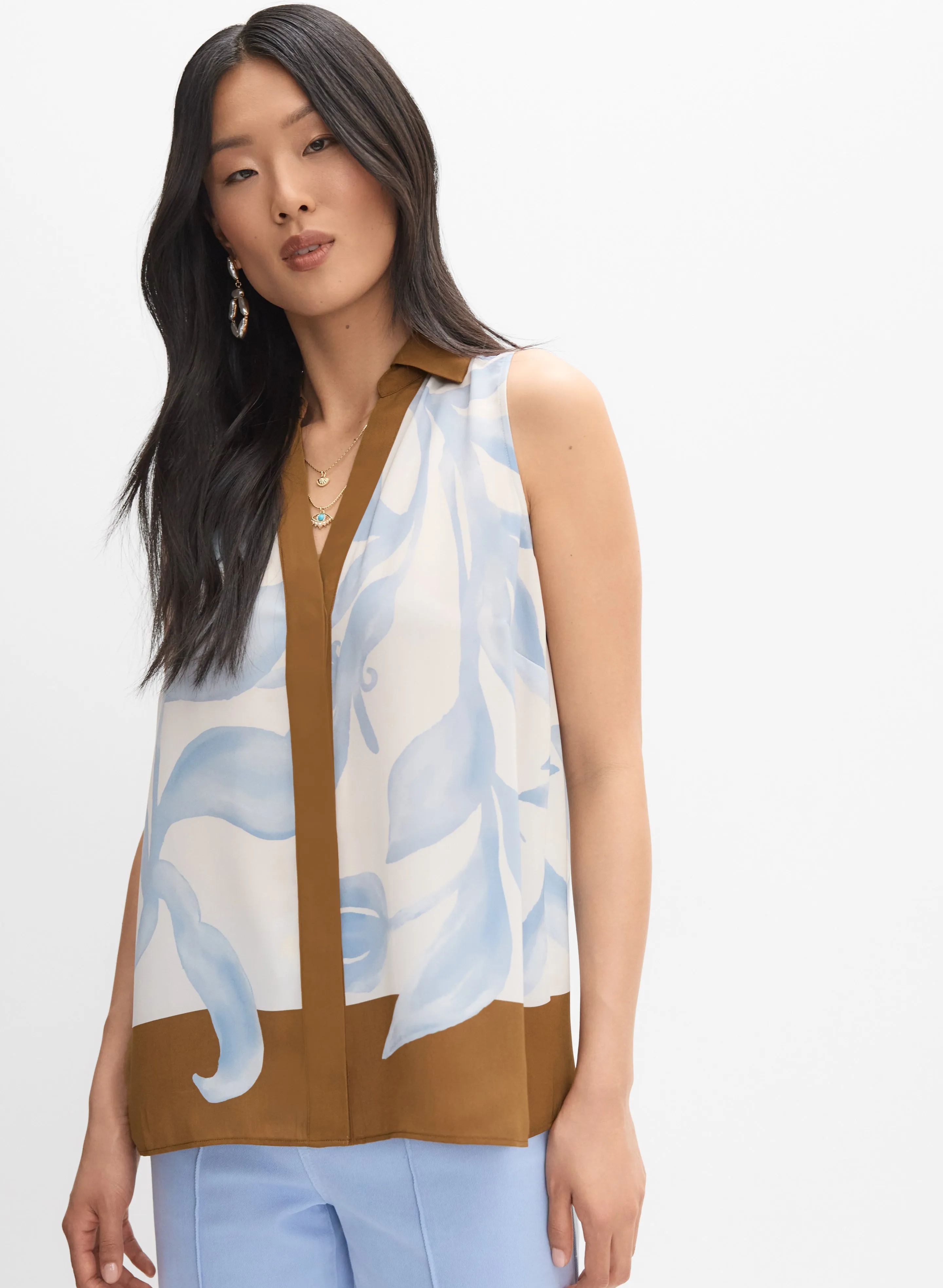 Palm Print Colour Block Blouse sold by Melanie Lyne product image thumbnail 5