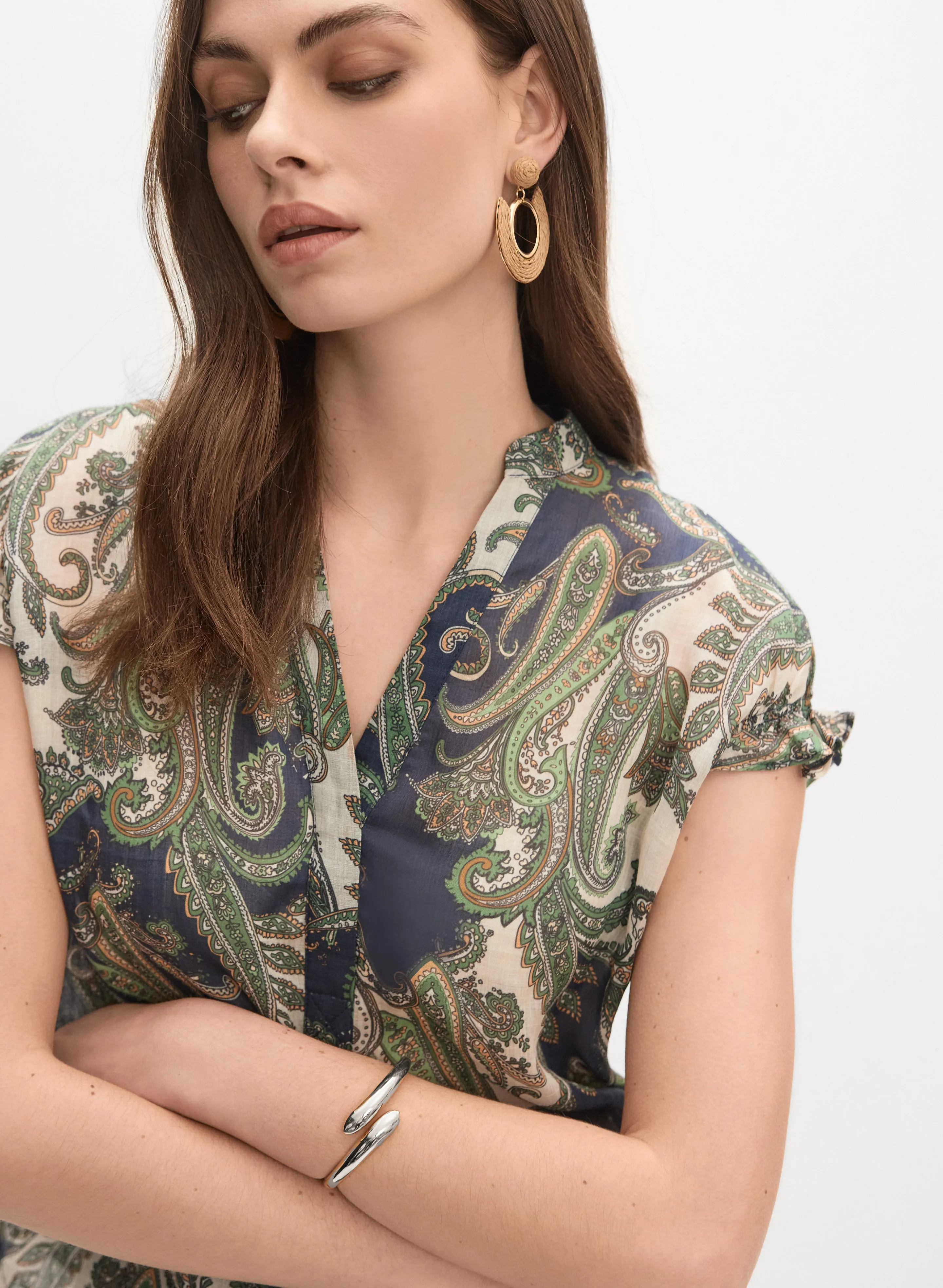 Paisley Flutter Sleeve Blouse sold by Melanie Lyne product image thumbnail 4