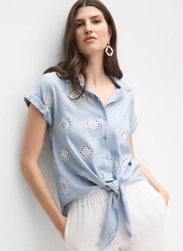 Embroidered Button-Down Blouse sold by Melanie Lyne