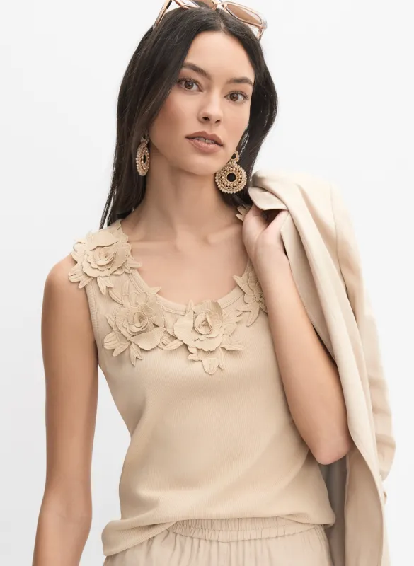 Floral Appliqué Tank Top sold by Melanie Lyne