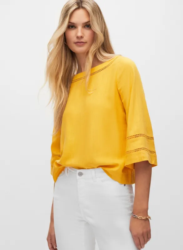 Linen Blend Eyelet Trim Blouse sold by Melanie Lyne