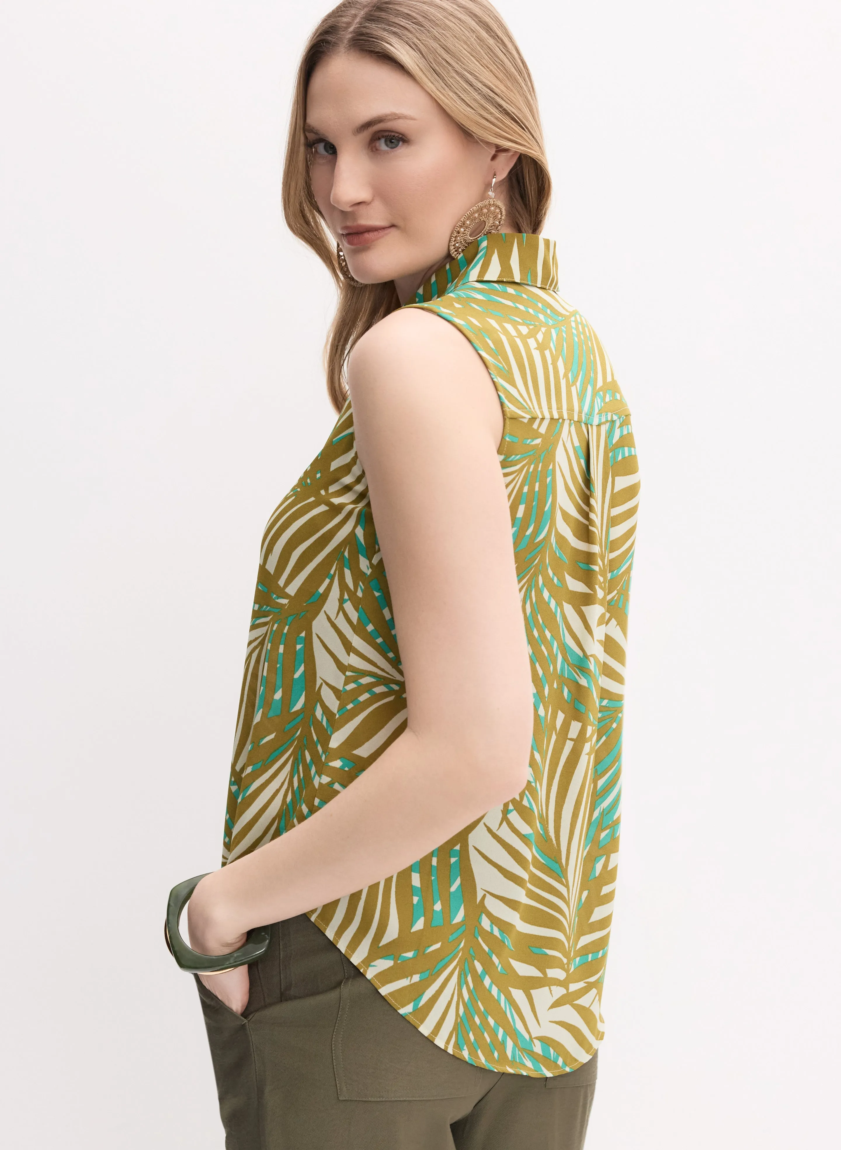 Palm Print Sleeveless Blouse sold by Melanie Lyne product image thumbnail 4