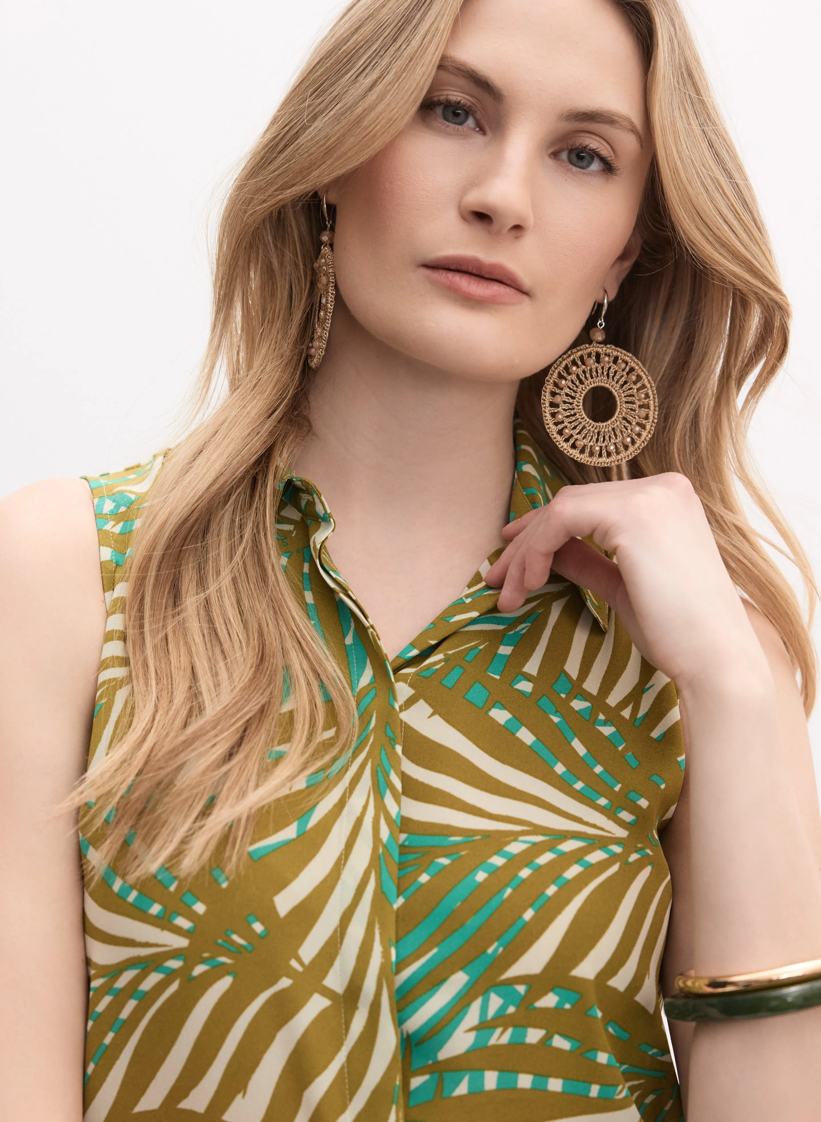 Palm Print Sleeveless Blouse sold by Melanie Lyne product image thumbnail 3