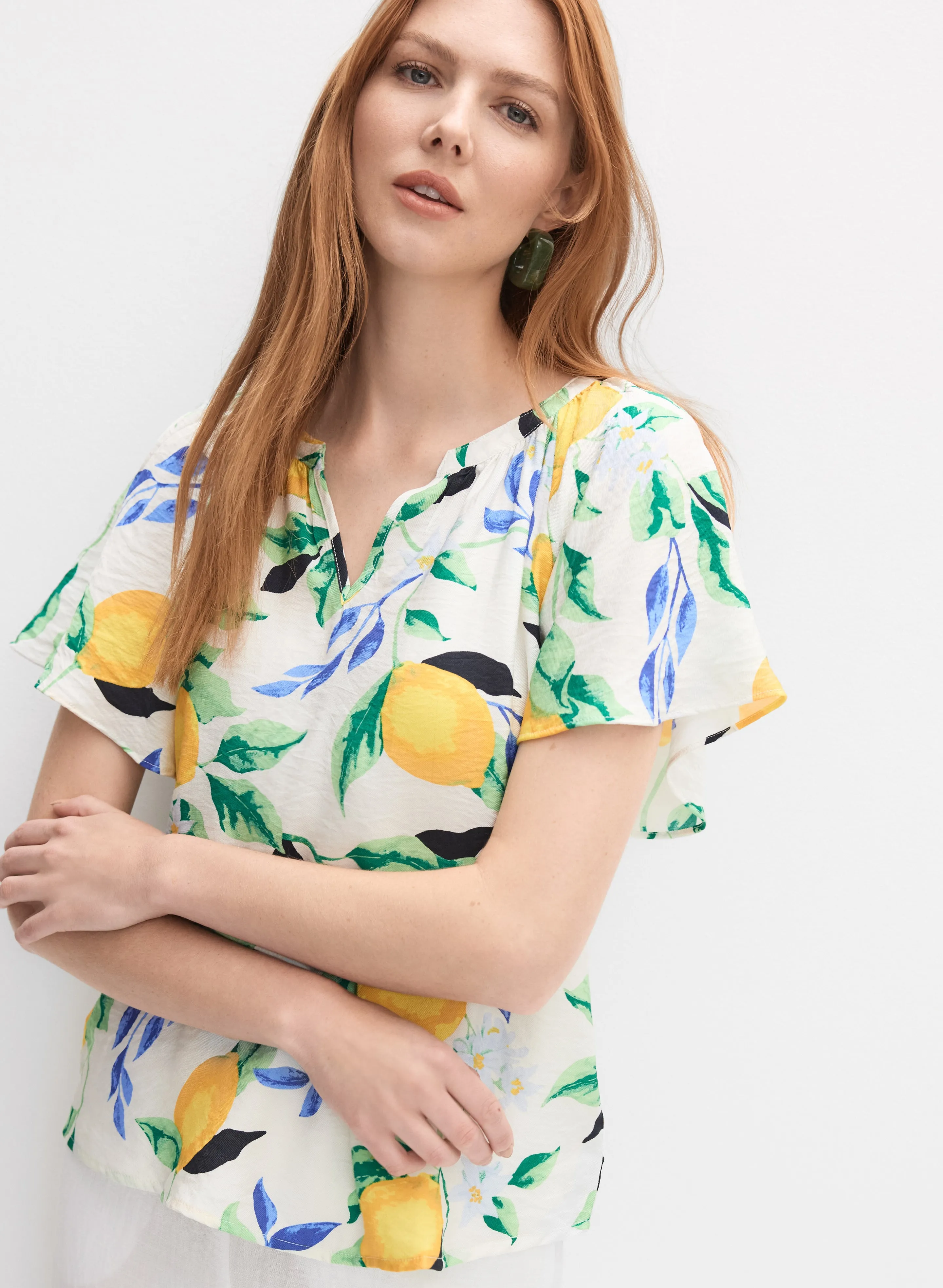 Lemon Flutter Sleeve Blouse sold by Melanie Lyne product image thumbnail 5