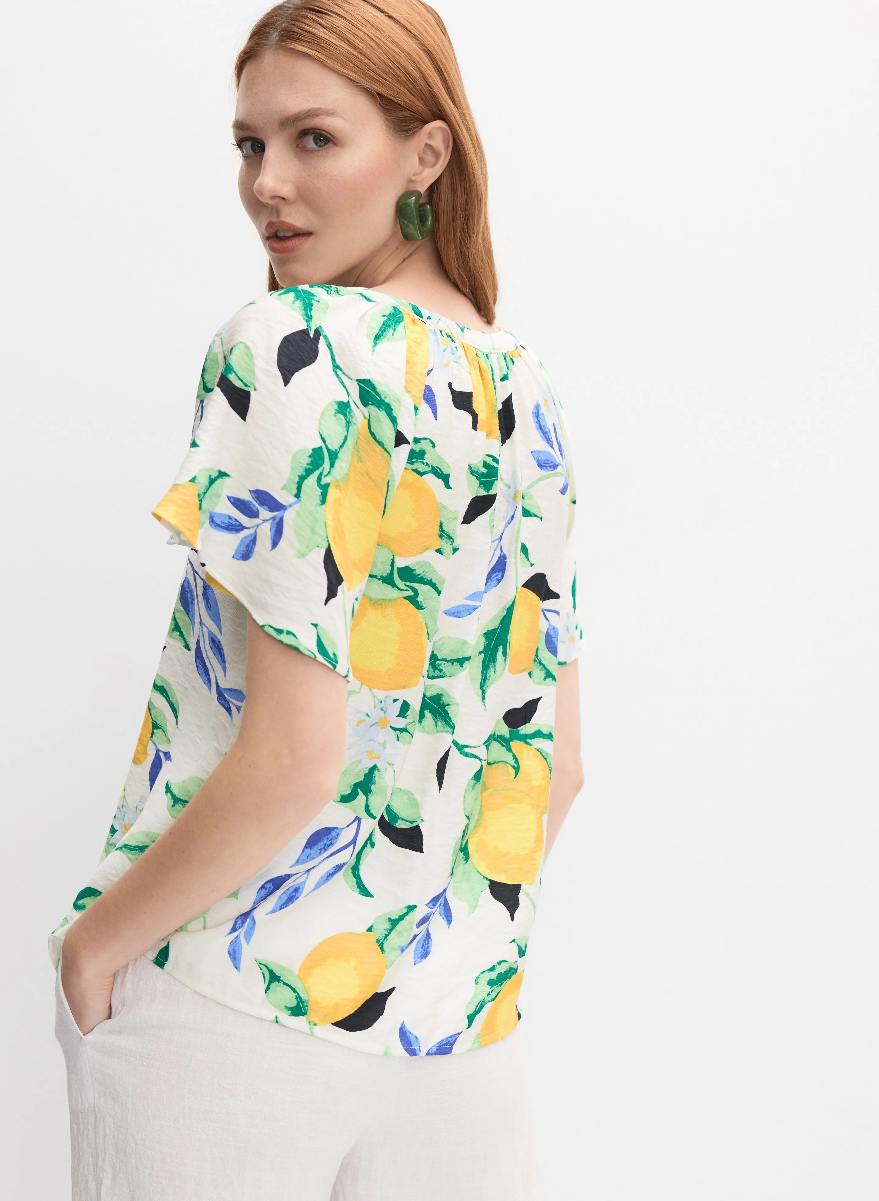 Lemon Flutter Sleeve Blouse sold by Melanie Lyne product image thumbnail 2