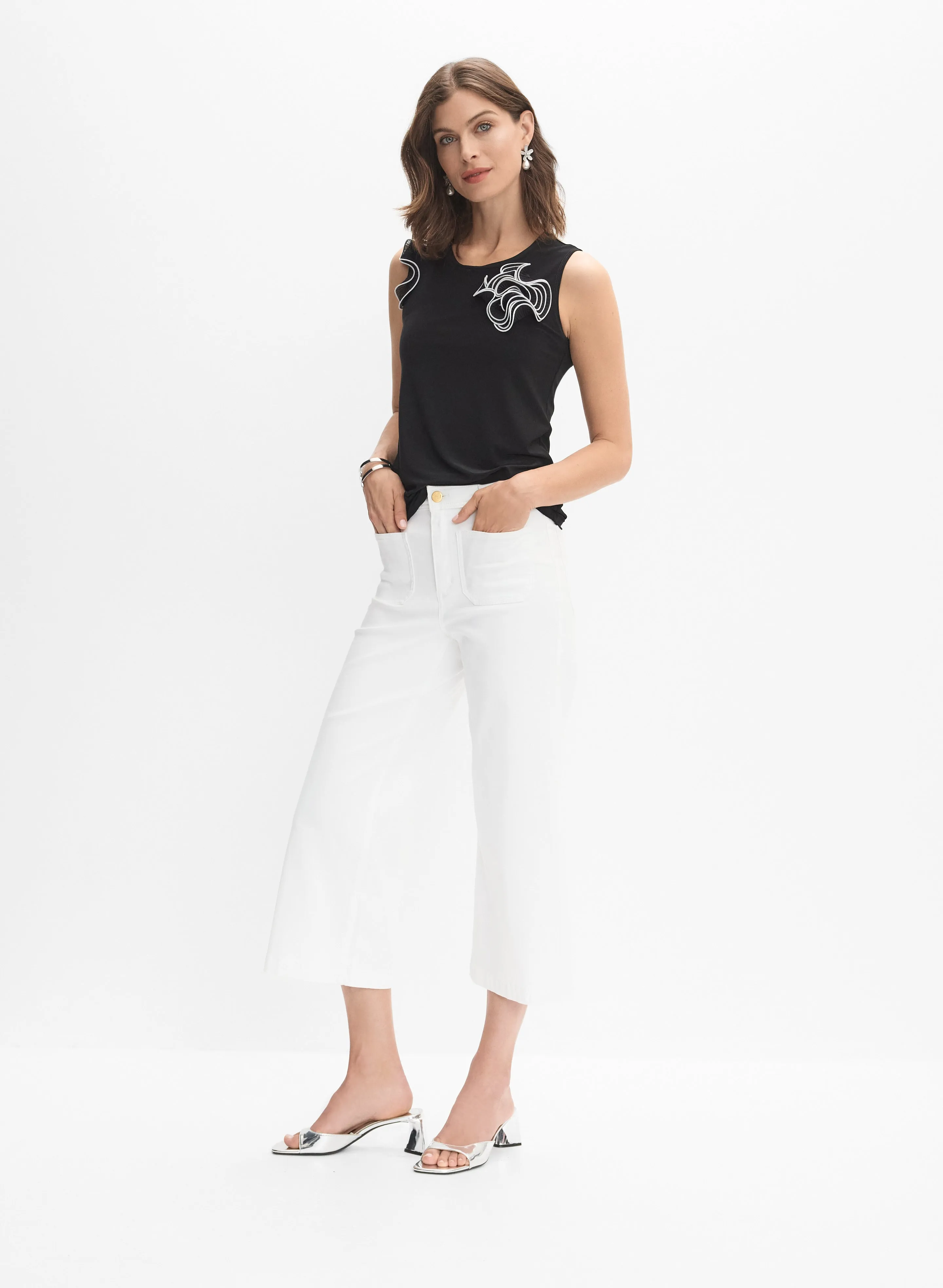 Joseph Ribkoff - Asymmetric Spiral Flounce Top sold by Melanie Lyne product image thumbnail 3