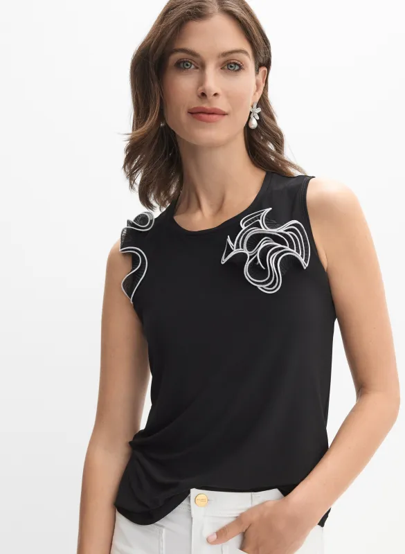 Joseph Ribkoff - Asymmetric Spiral Flounce Top sold by Melanie Lyne