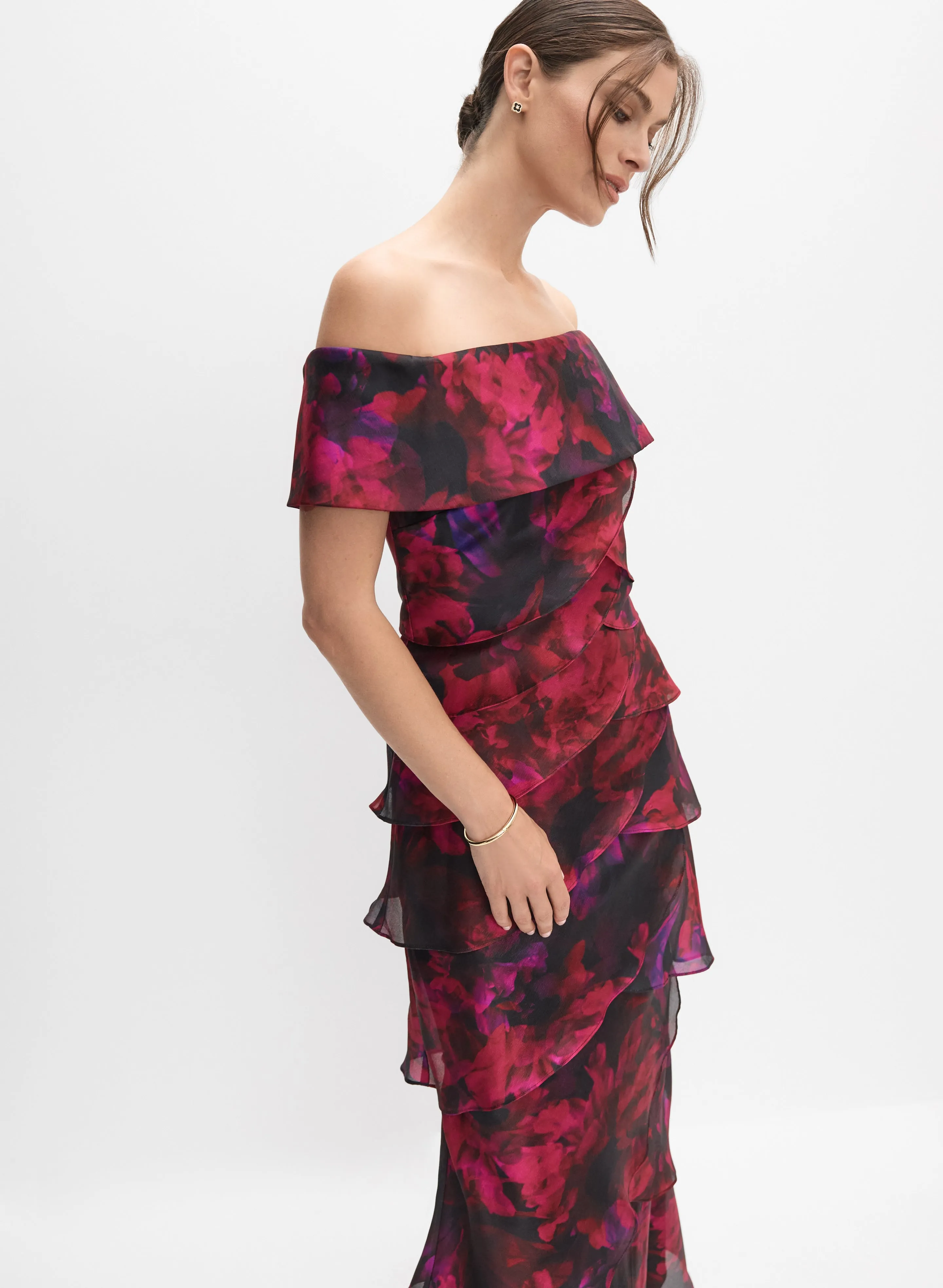 Tiered Off-Shoulder Floral Dress sold by Melanie Lyne product image thumbnail 4
