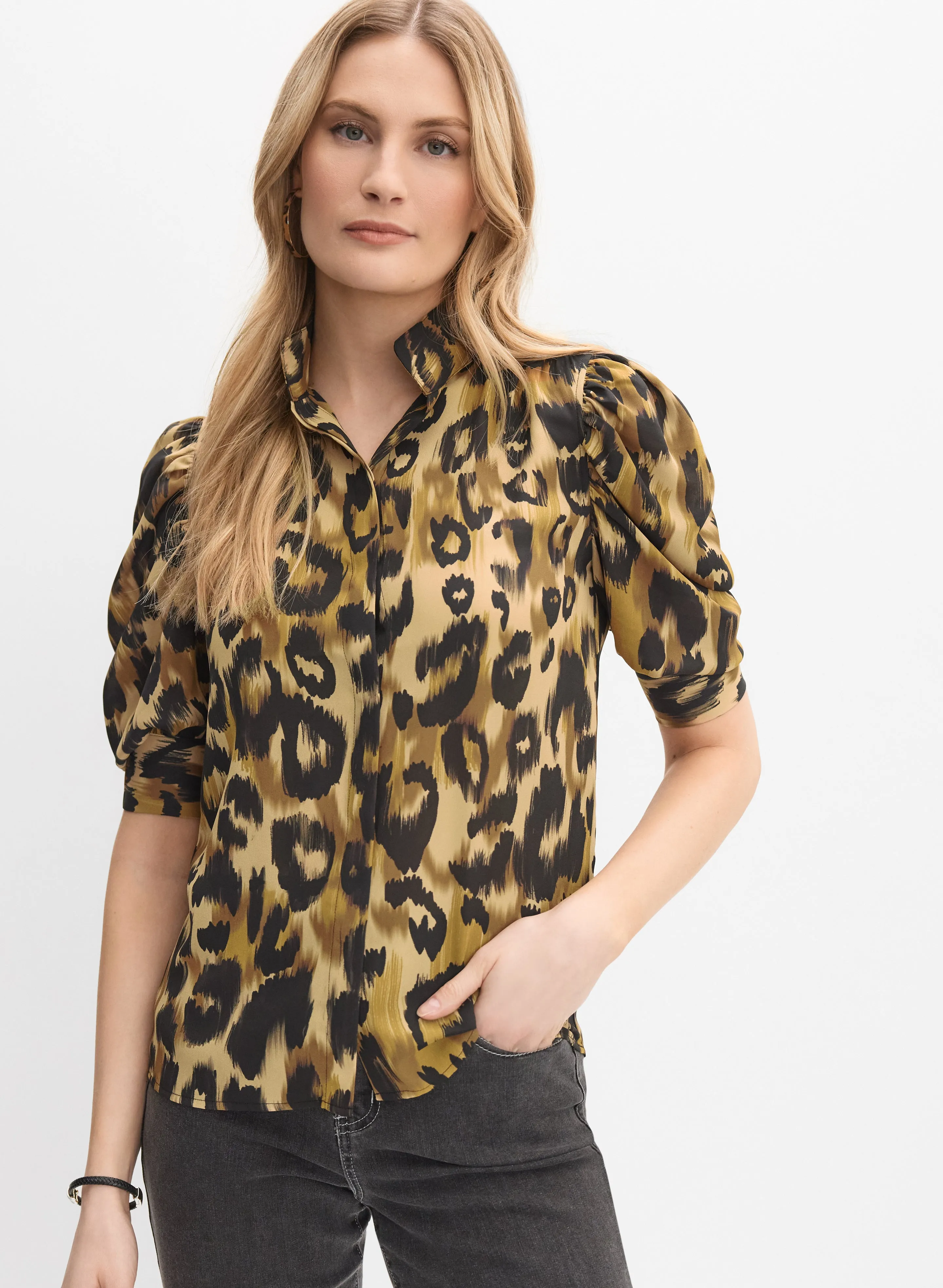 Leopard Puff Sleeve Blouse sold by Melanie Lyne product image thumbnail 5