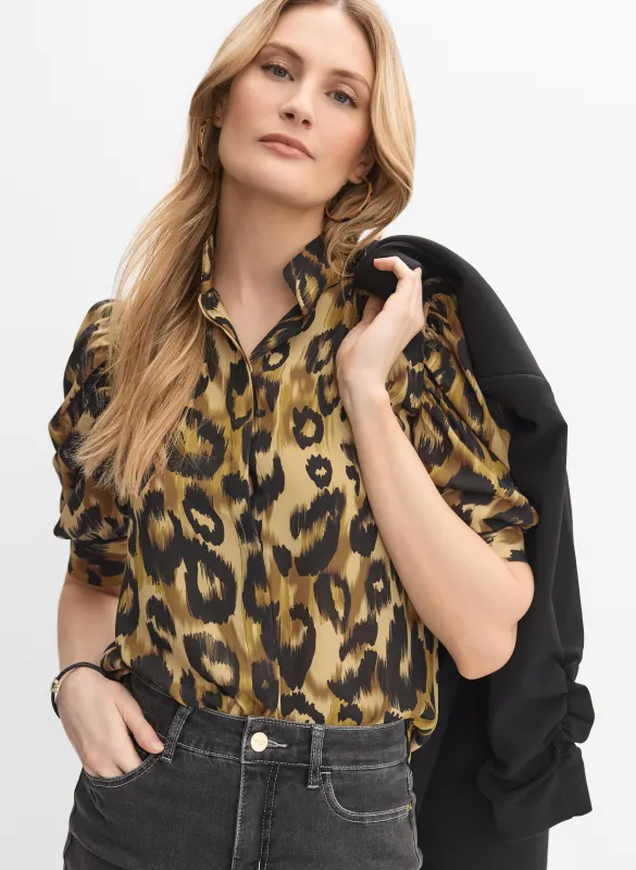Leopard Puff Sleeve Blouse sold by Melanie Lyne