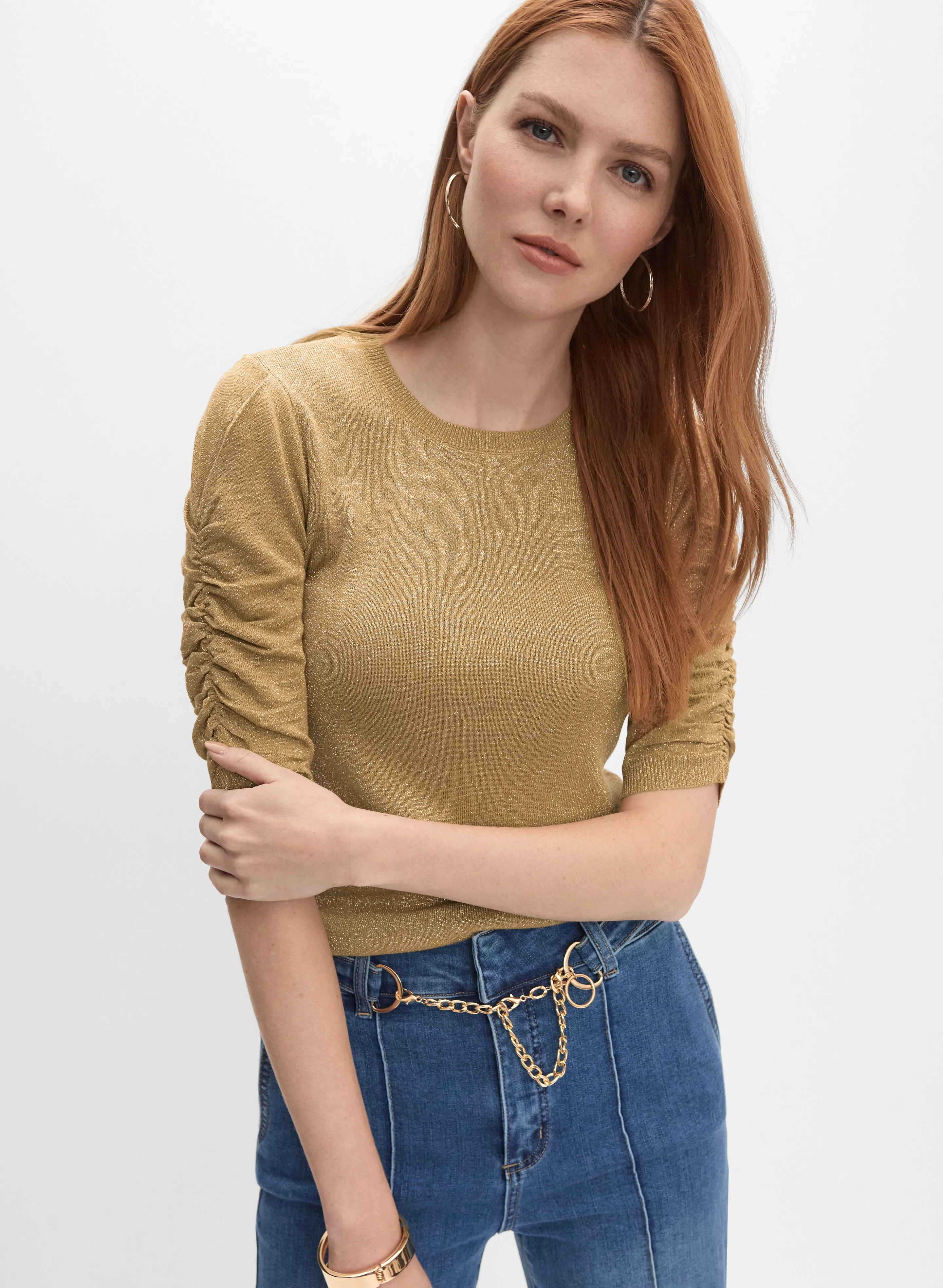 Shirred Glitter Knit Top sold by Melanie Lyne