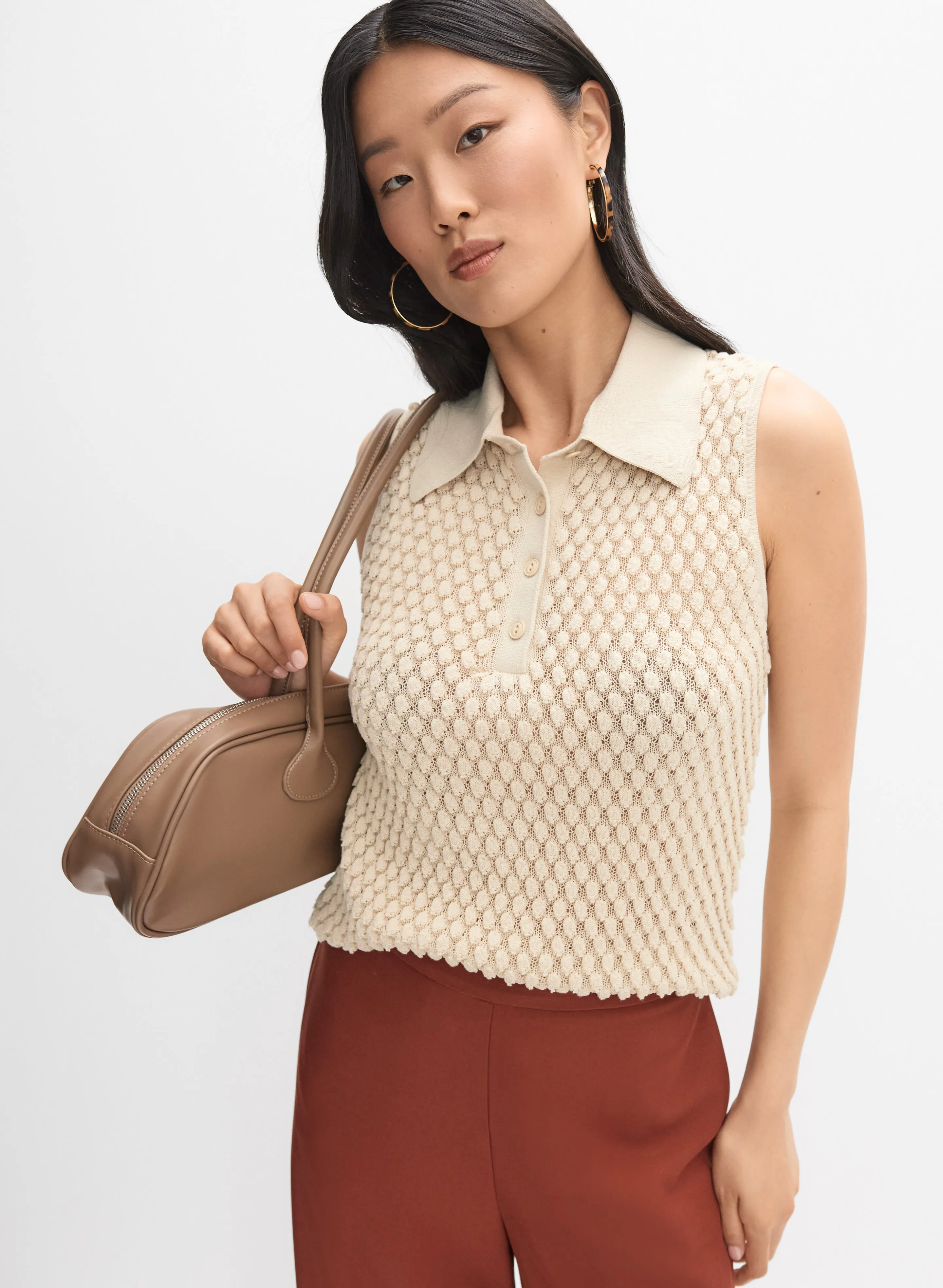 Sleeveless Knit Polo Top sold by Melanie Lyne