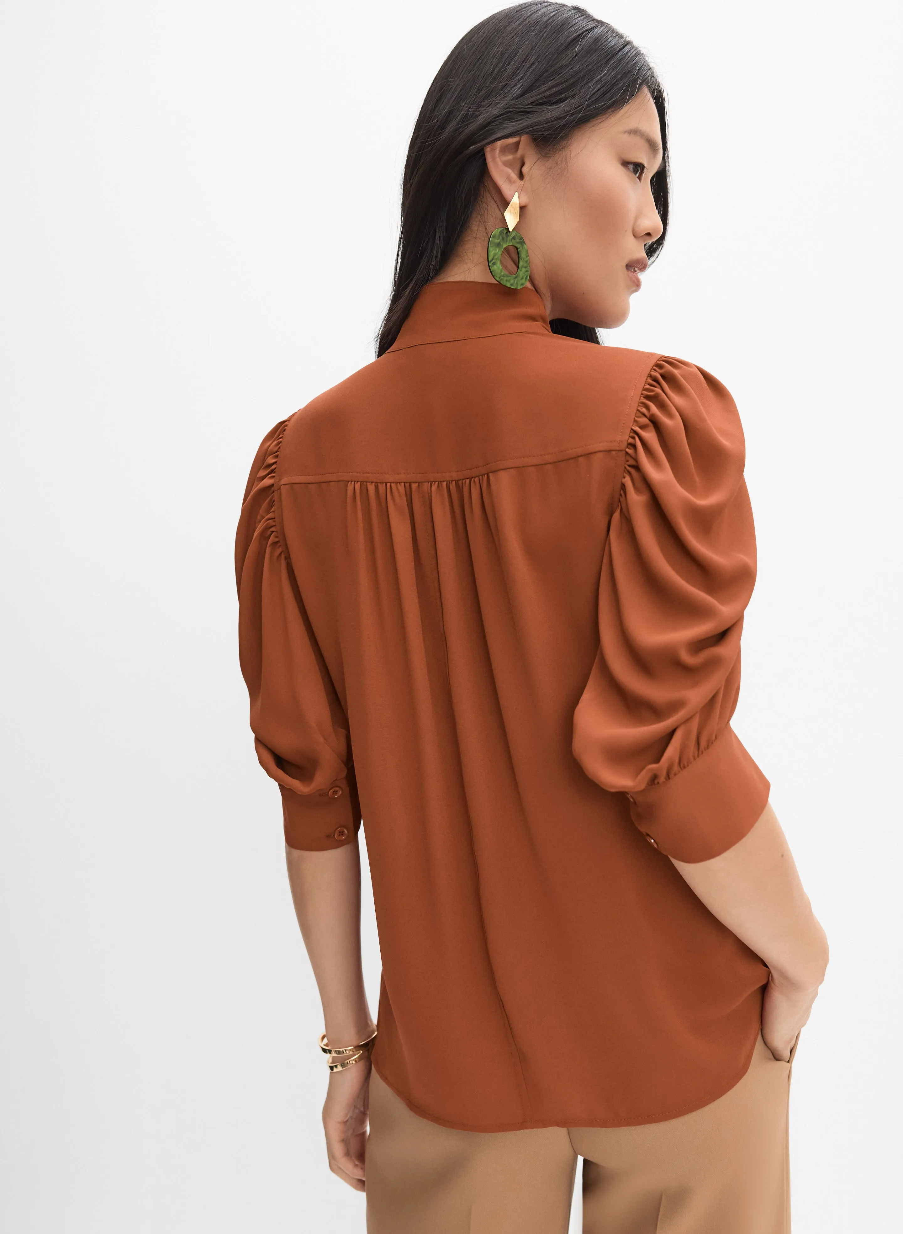 Draped Puff Sleeve Blouse sold by Melanie Lyne product image thumbnail 5