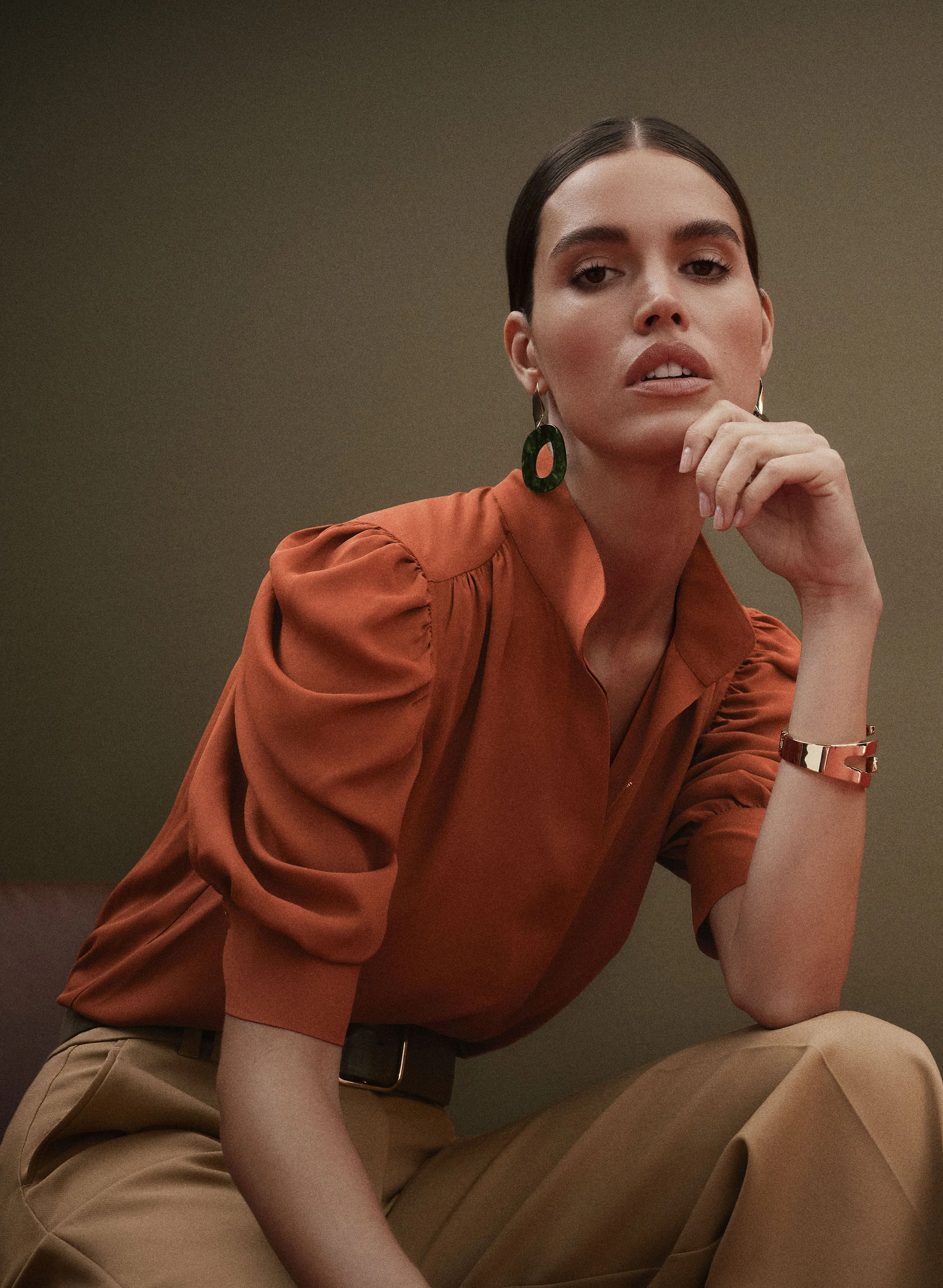 Draped Puff Sleeve Blouse sold by Melanie Lyne product image thumbnail 3