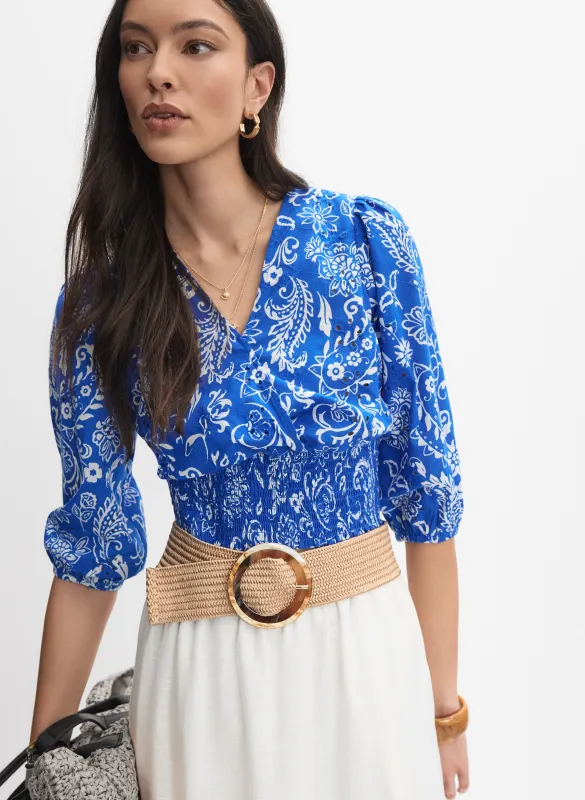 Paisley Smocked Waist Blouse sold by Melanie Lyne