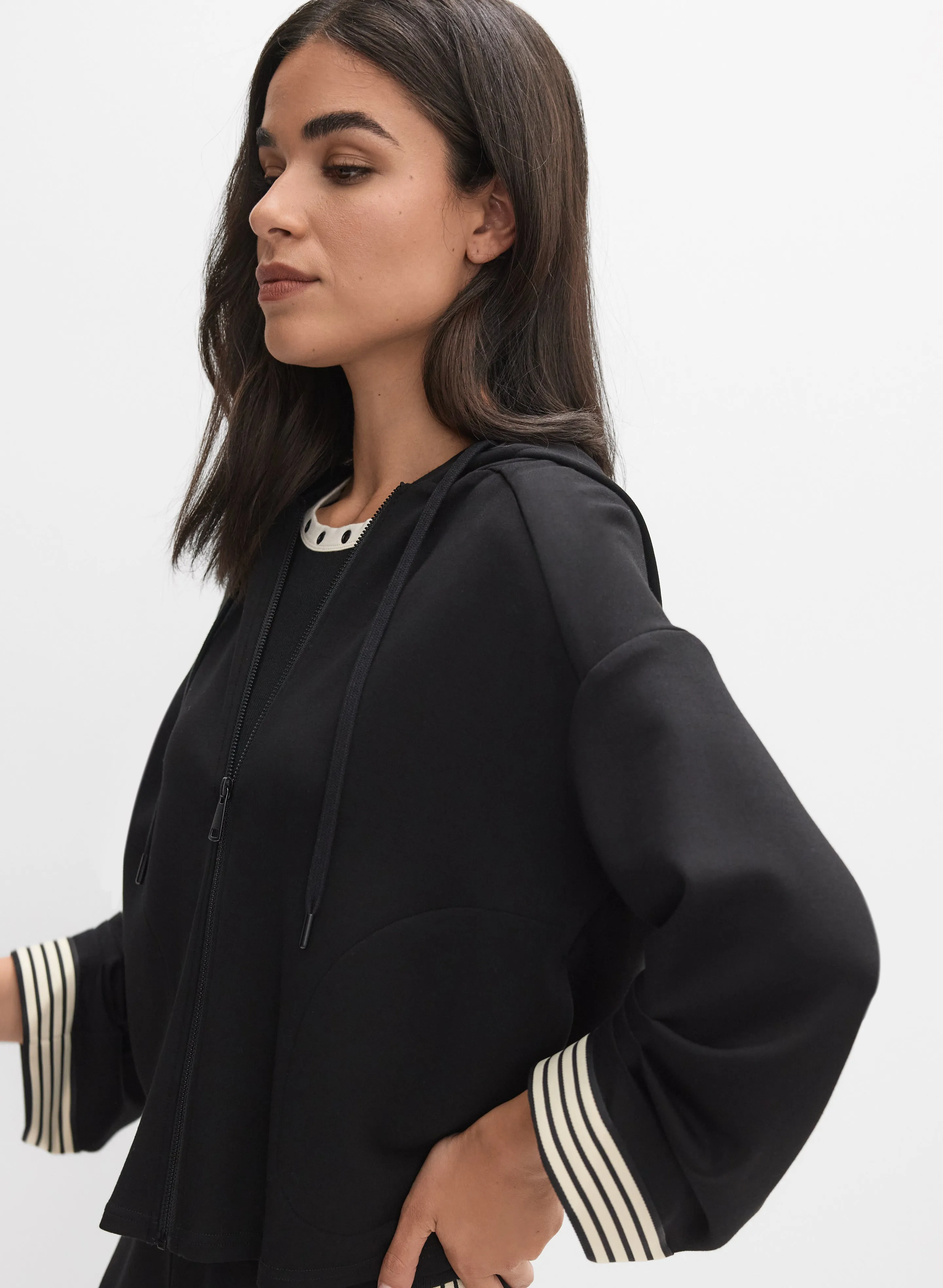 Striped Trim Zip-Up Jacket sold by Melanie Lyne product image thumbnail 4