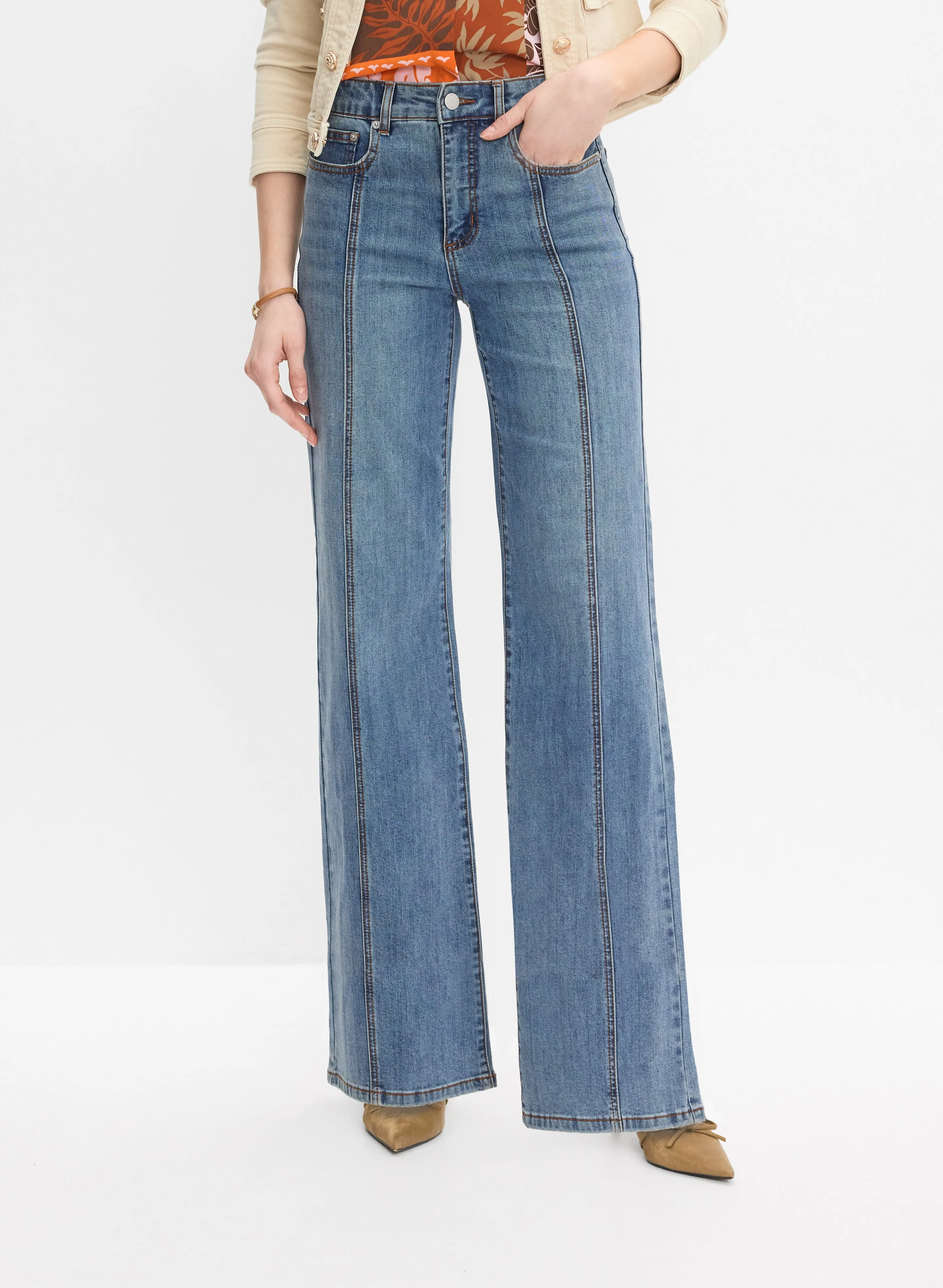 Seam Detail Wide-Leg Jeans sold by Melanie Lyne