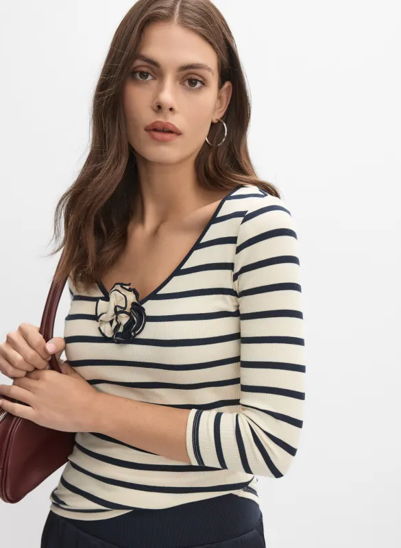 Stripe V-Neck Top sold by Melanie Lyne